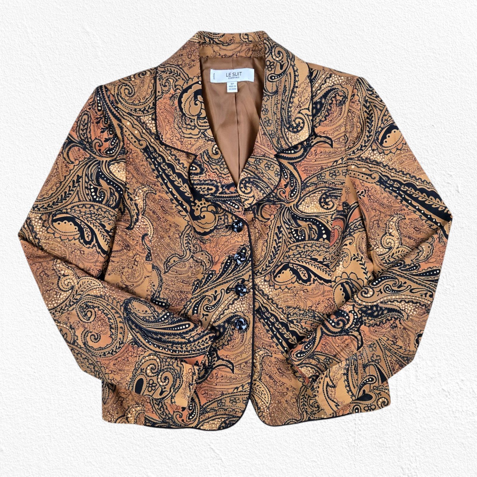 Other Y2K Brown Black Paisley Blazer Jacket Size 6 Petite Size M / US 6-8 / IT 42-44 - 2 Thumbnail