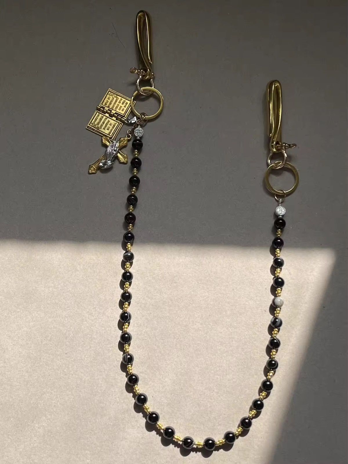 Jewelry Black Beads Cross Pant Chain Size ONE SIZE - 1 Thumbnail