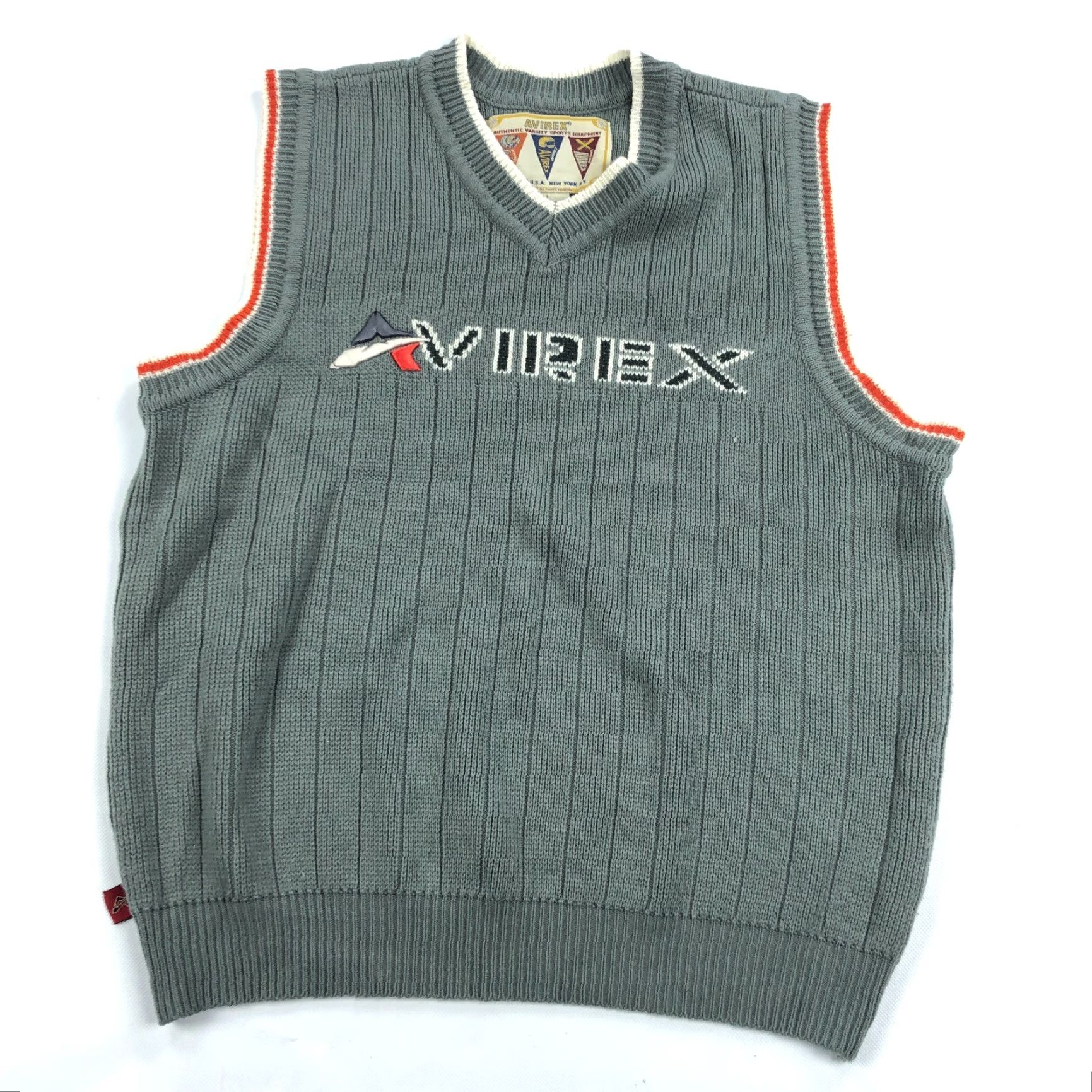 Avirex VINTAGE Avirex Sweater Vest Mens L Preppy Tennis Sleeveless Gray V-Neck Twotone Knit Shirt Size US L / EU 52-54 / 3 - 2 Thumbnail