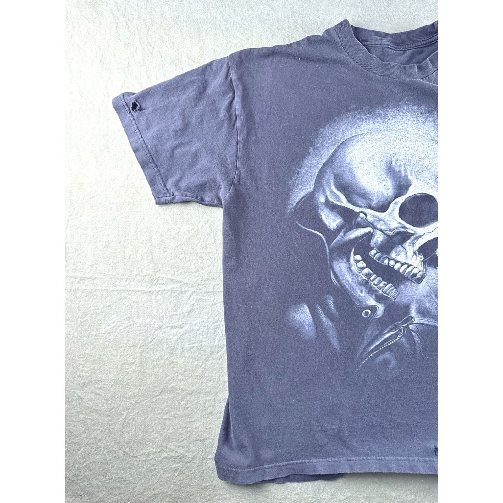 Vintage VINTAGE Marvel Ghost Rider Skull T Shirt Mad Engine Biker XL Faded Black 90s Mens Size US XL / EU 56 / 4 - 2 Thumbnail