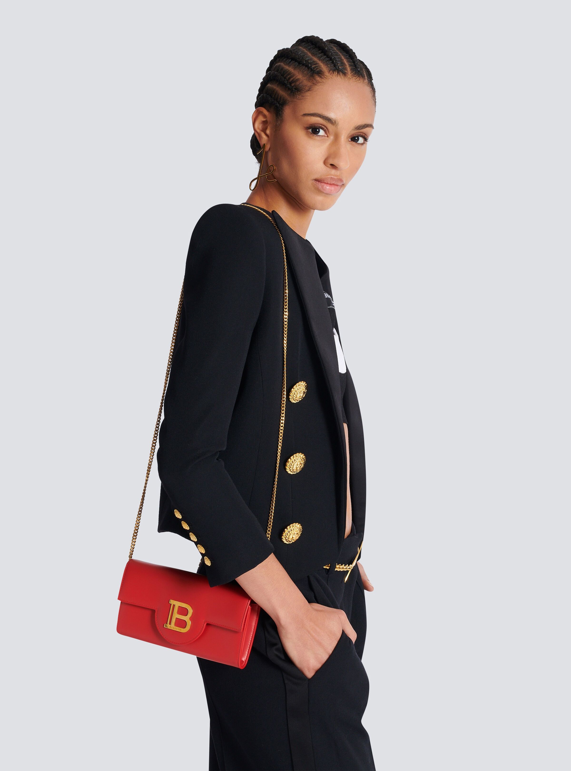 Balmain o1s1wg110825 Size: OS/ B-Buzz Shoulder Bag in Red Size ONE SIZE - 3 Thumbnail