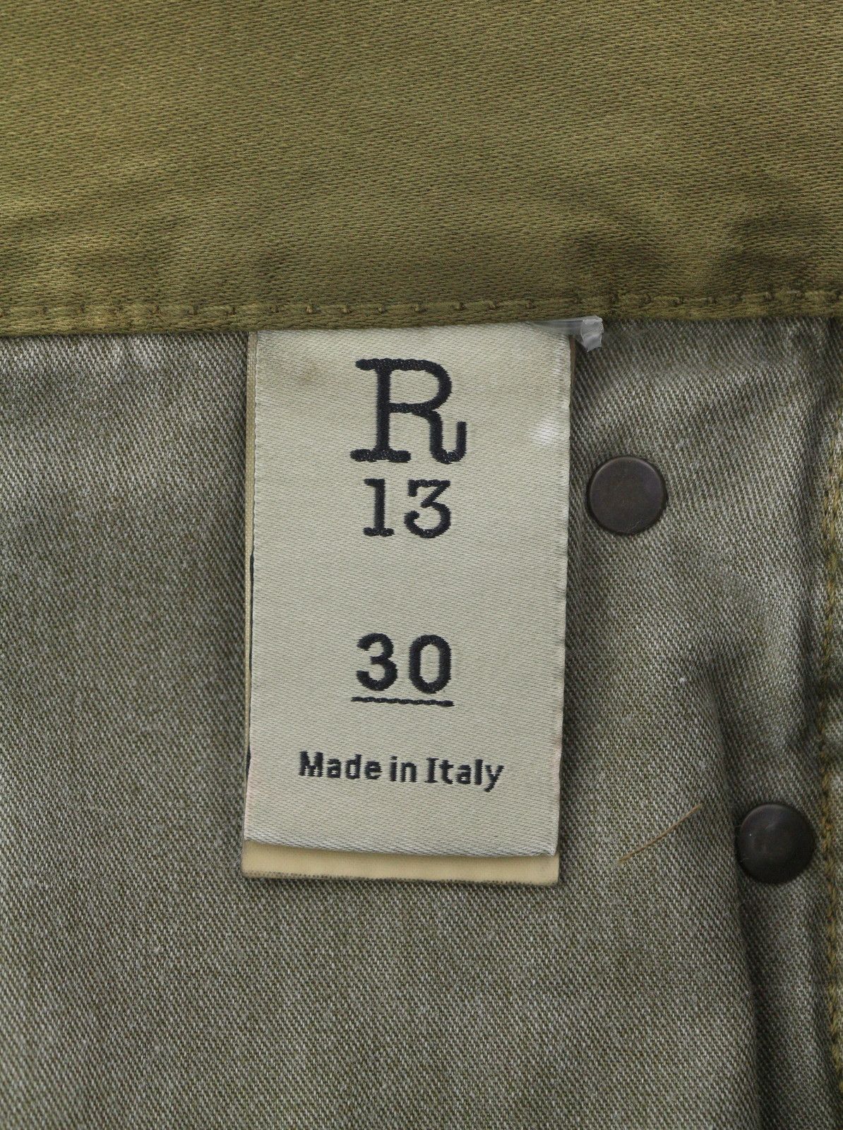 R13 BOYFRIEND 30 Olive Garment Dyed Moleskin Faded FW25 86609 Size 30" / US 8 / IT 44 - 8 Thumbnail