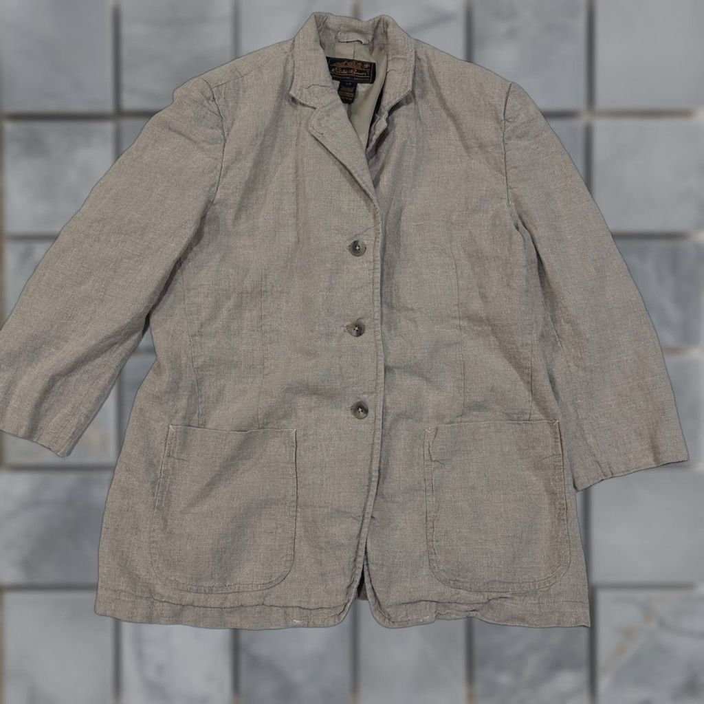 Eddie Bauer VINTAGE Eddie Bauer Blazer Womens L Beige 100% Linen Three-Button Jacket - Long Sleeve, Solid, 90s Theme Size L / US 10 / IT 46 - 1 Thumbnail