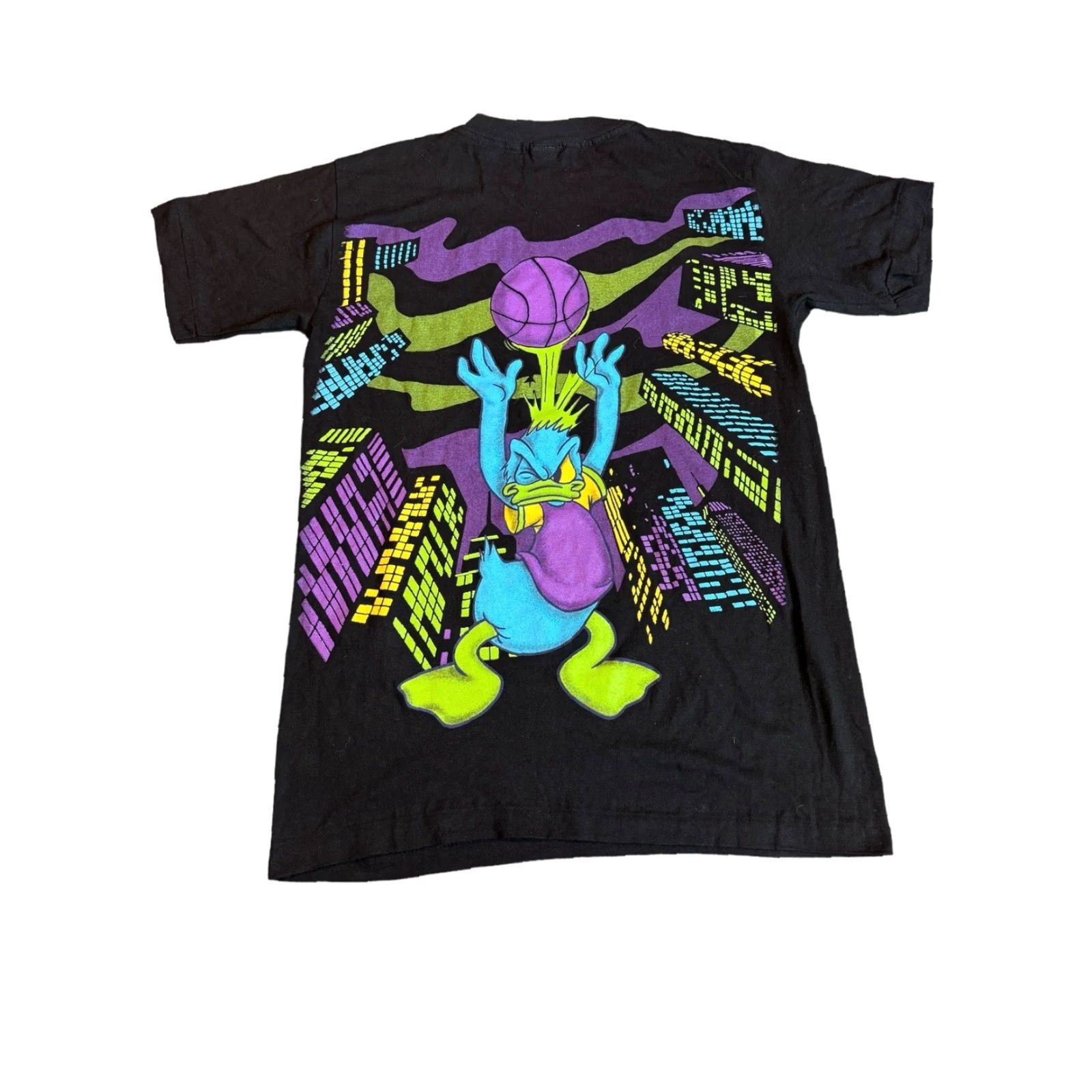 Mickey Unlimited VTG Mickey Unlimited Mickey and Donald Basketball Shirt Double Sided Graphic Colorful 90s Cartoon Cotton Black M Short Sleeve Men Shirt Size US M / EU 48-50 / 2 - 2 Thumbnail