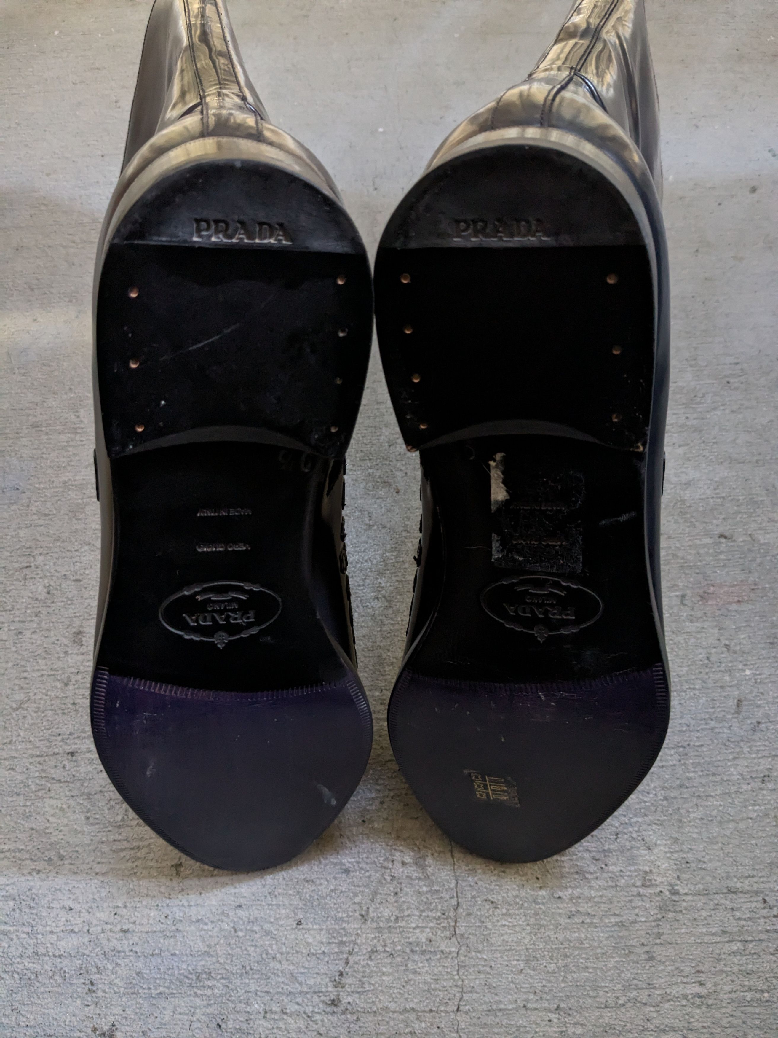 Prada Prada Boots Black Gray Leather 10.5 Side Zip Skeleton Size US 10.5 / EU 43-44 - 14 Thumbnail