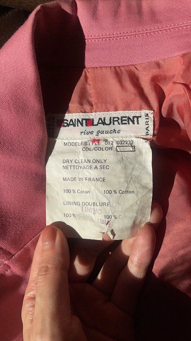 Yves Saint Laurent YSL Vintage Pink Cotton Suit Blazer & Skirt 34 XS/S Size XXS / US 00 / IT 34 - 6 Thumbnail