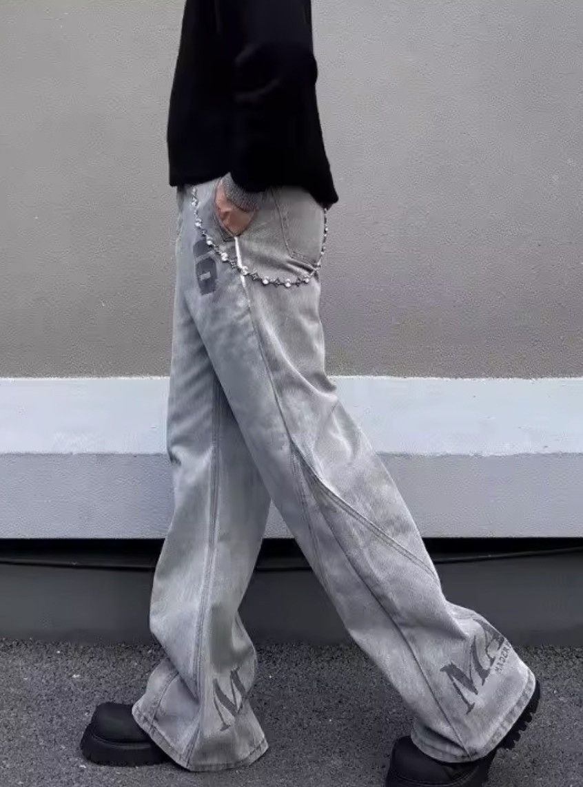 Jean Flare Jeans - Baggy Acid Wash Flared Denim Size US 26 / EU 42 - 4 Thumbnail
