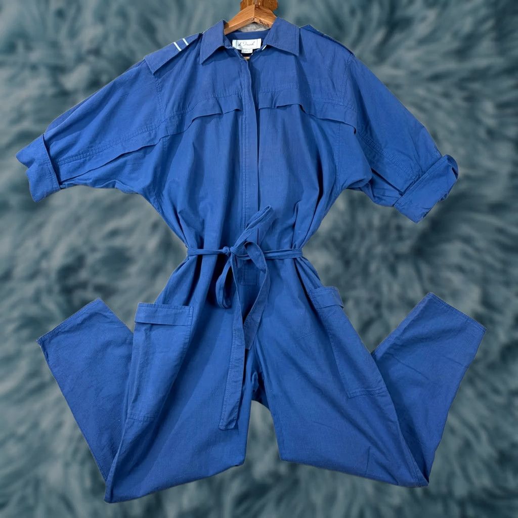 Vintage VINTAGE d. Frank Blue Cotton Jumpsuit Womens 10 Utility Boiler Suit Made in USA Size 32" / US 10 / IT 46 - 1 Thumbnail