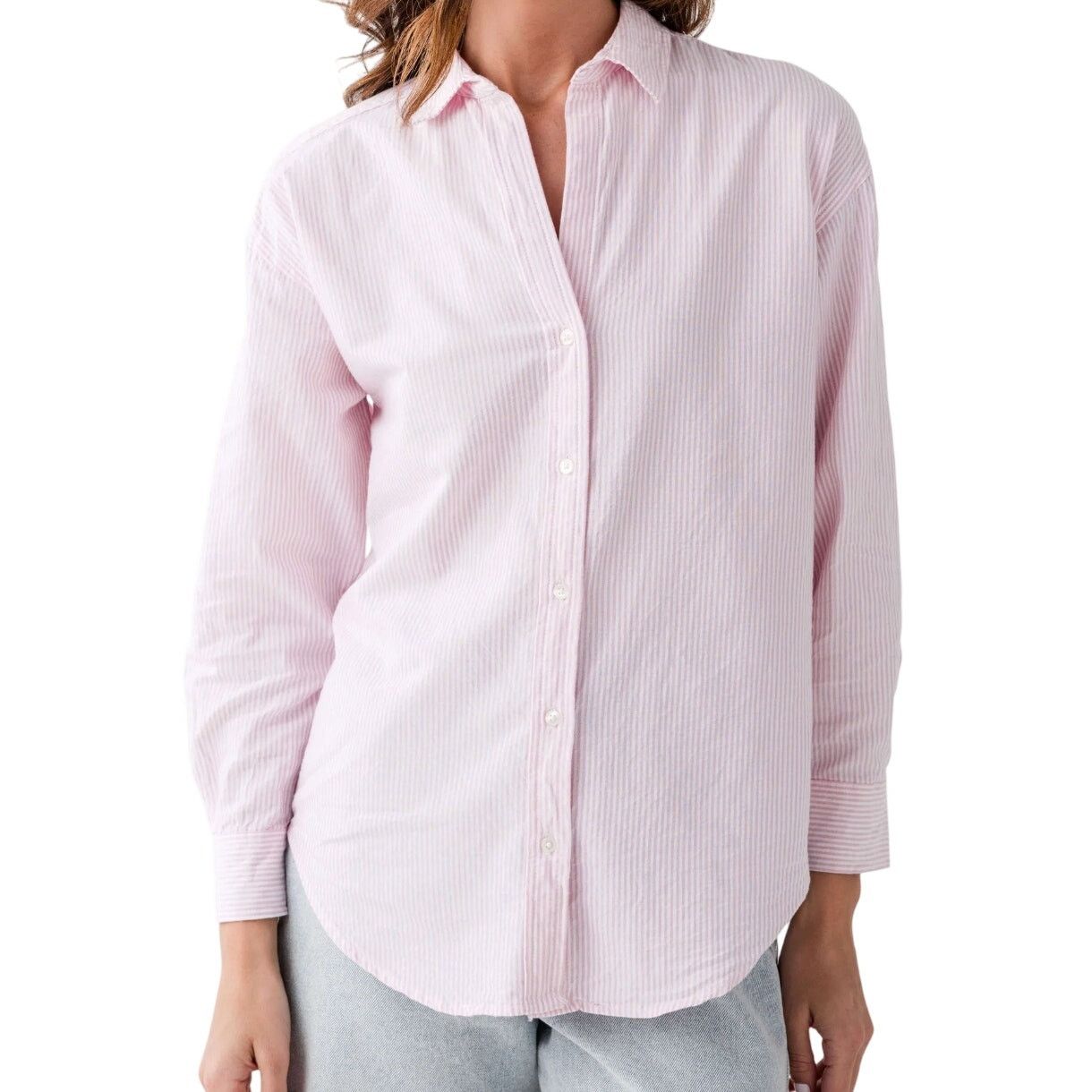 Other BeachLunchLounge Pink White Collar Striped Button Down Shirt Size M / US 6-8 / IT 42-44 - 1 Thumbnail