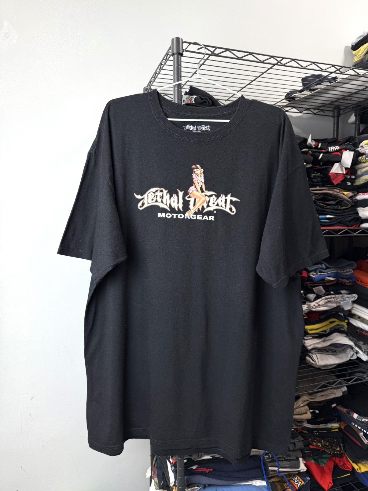 Harley Davidson Vintage Sexy Girl Lethal Threat Motor Racing T Shirt Size US XXL / EU 58 / 5 - 2 Thumbnail