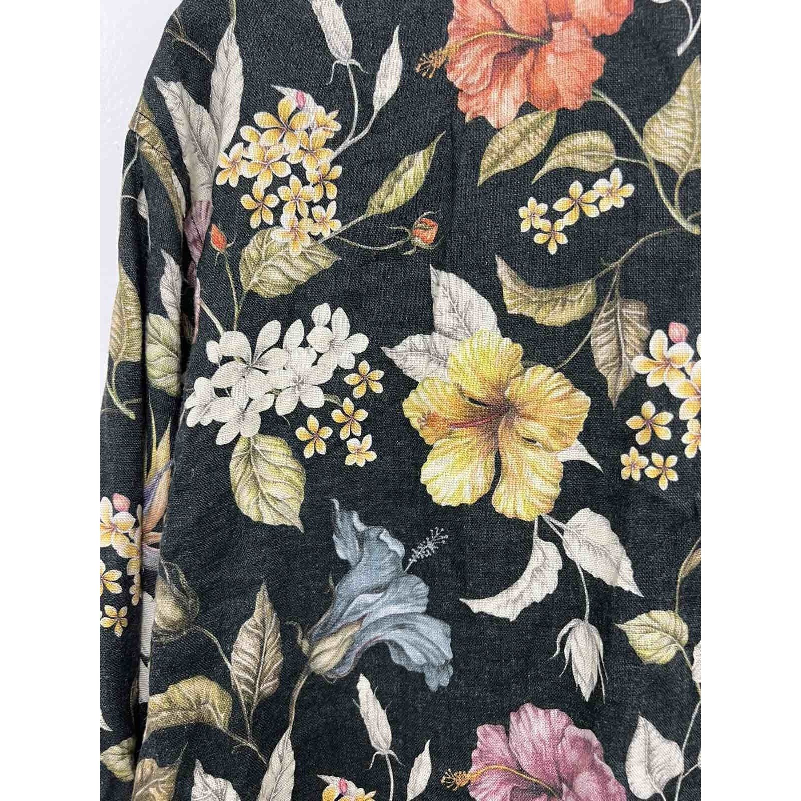 Onia Onia Women Jack Long Sleeve Linen Full-Zip Floral XL A000664 Size XL / US 12-14 / IT 48-50 - 8 Thumbnail