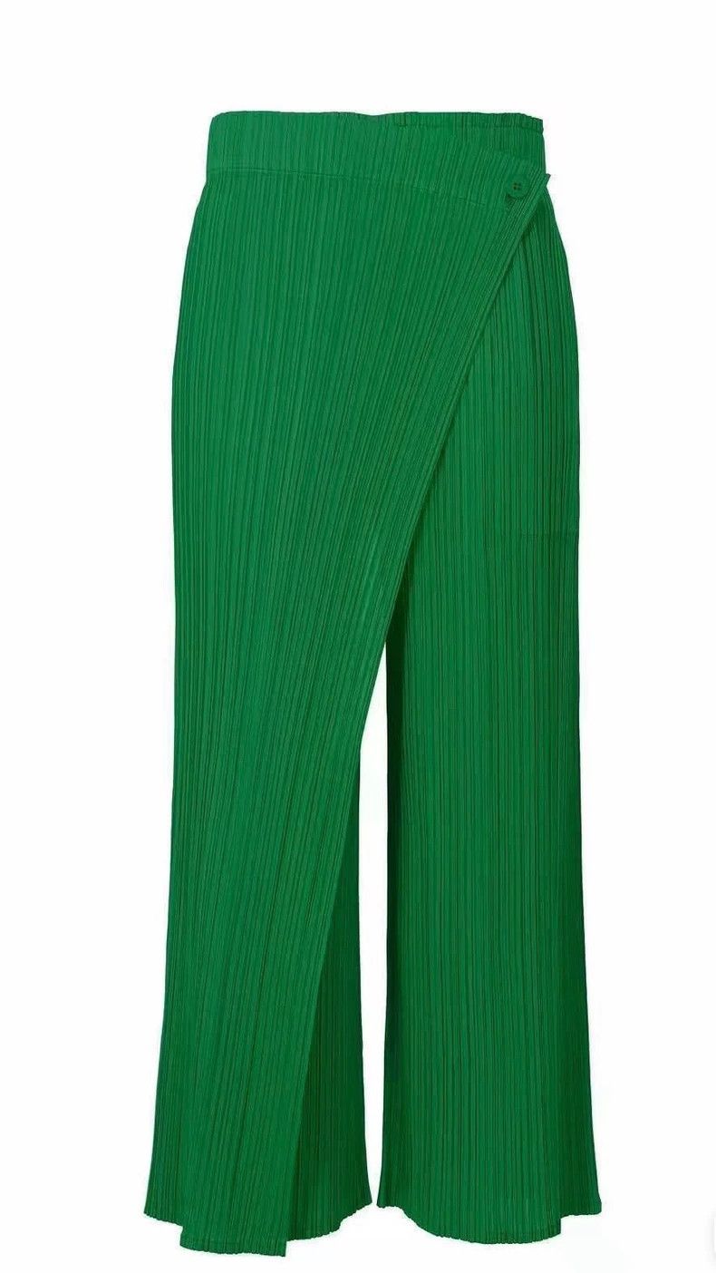 Issey Miyake Issey Miyake size:4 Green pleated kelp pants Size 22" - 1 Thumbnail
