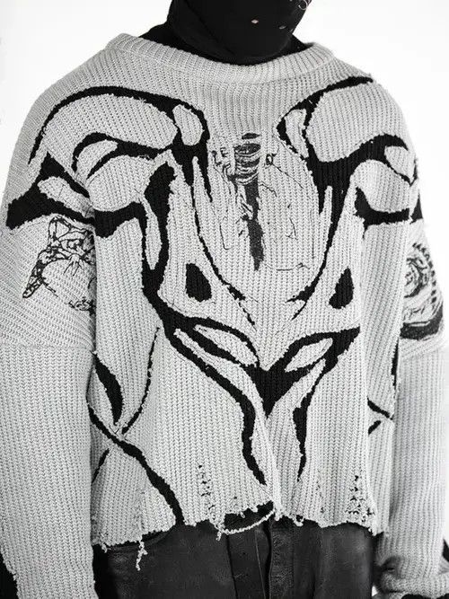 VIBE Ecological village Black White Pullovers Y2k Clothes Size US M / EU 48-50 / 2 - 4 Thumbnail
