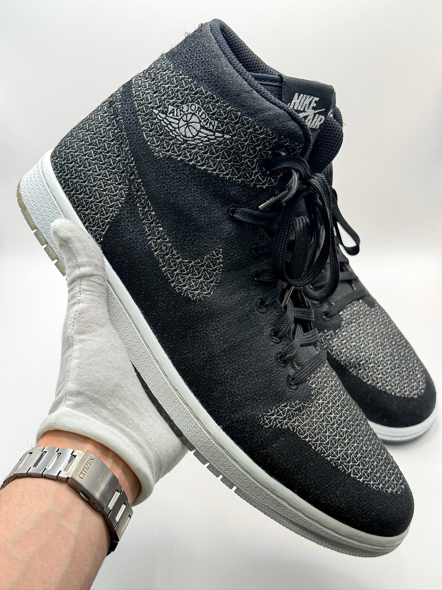 Nike Nike Air Jordan 1 High Knit Black Grey Sneakers Size US 13 / EU 46 - 2 Thumbnail