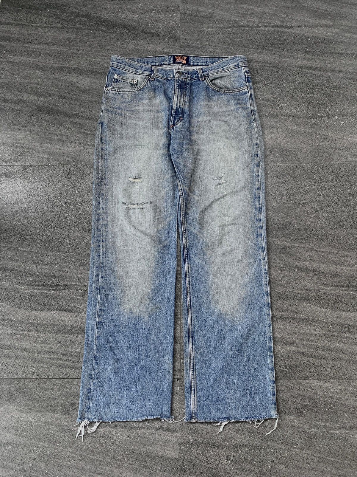 W&LT Distressed Baggy Denim Jeans Size US 33 - 2 Thumbnail