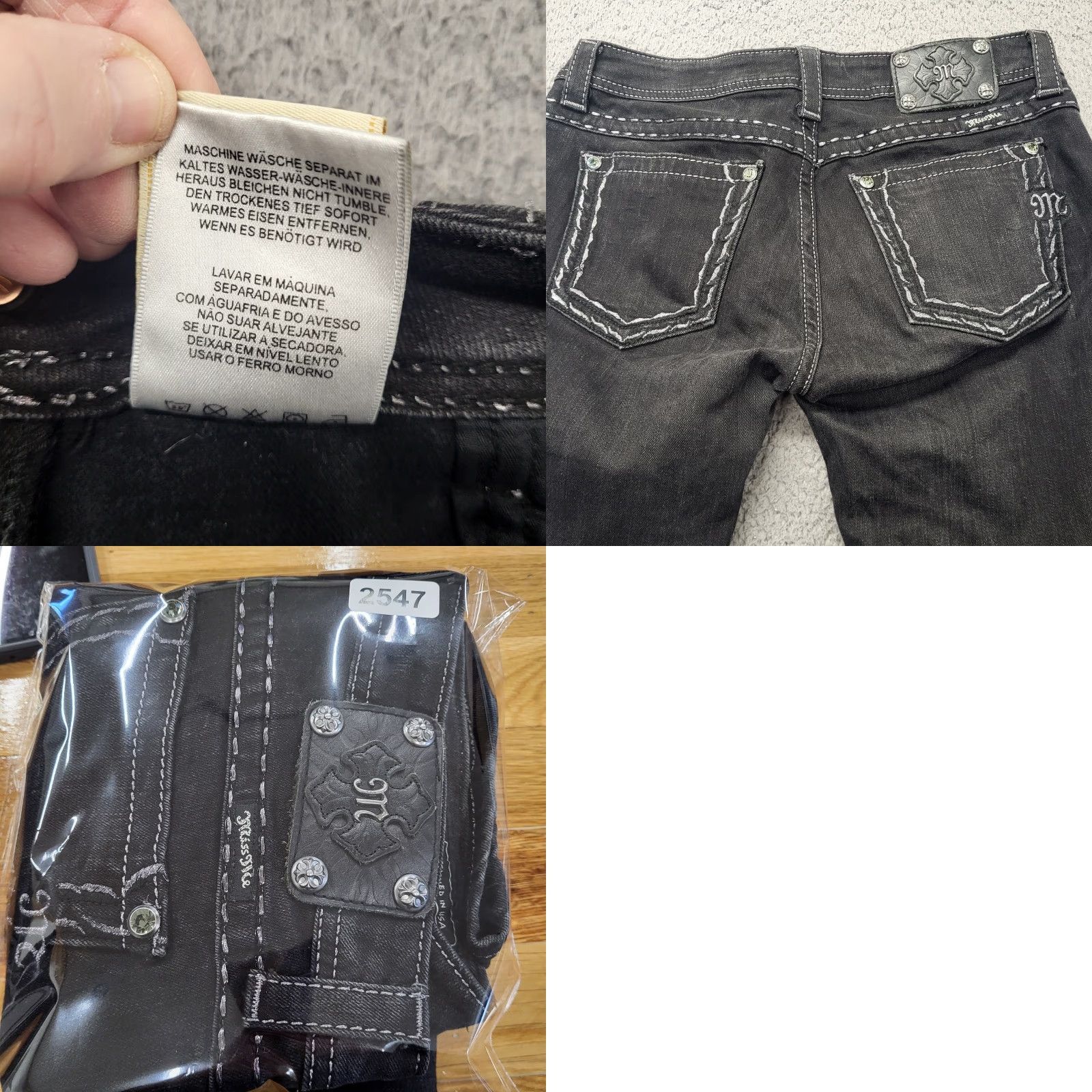 Miss Me Miss Me Jeans Skinny Black Denim 30 Women 33x32.5 JS540852 Distressed Stretch 5-Pocket Size 30" / US 8 / IT 44 - 9 Thumbnail