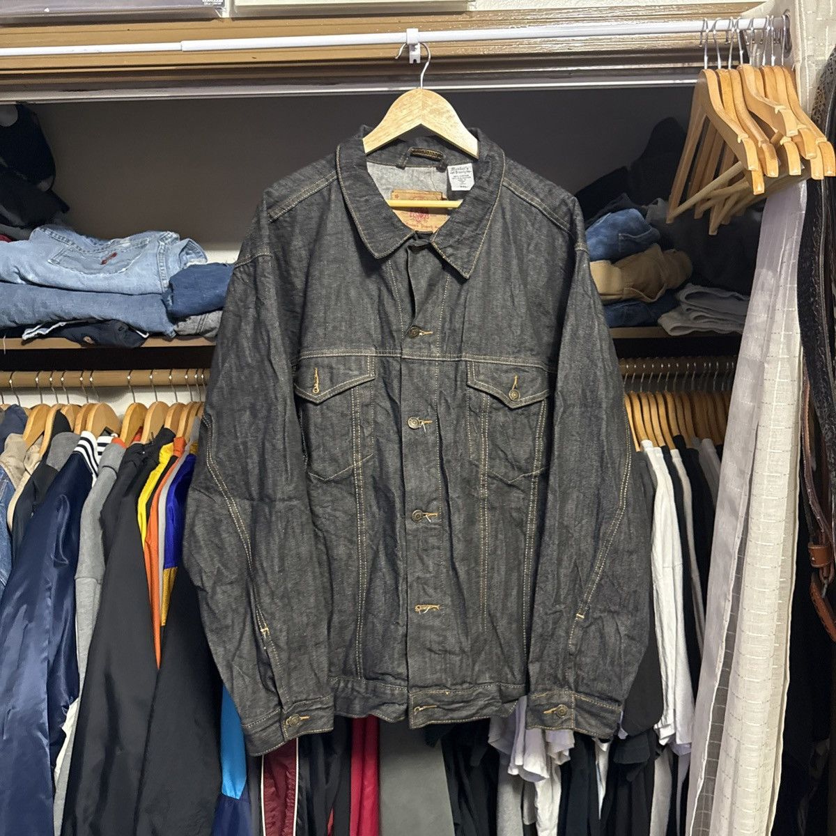 Other Members Property Denim Blue Button Long Sleeve Men's Sz 3XL Size US XXL / EU 58 / 5 - 1 Thumbnail