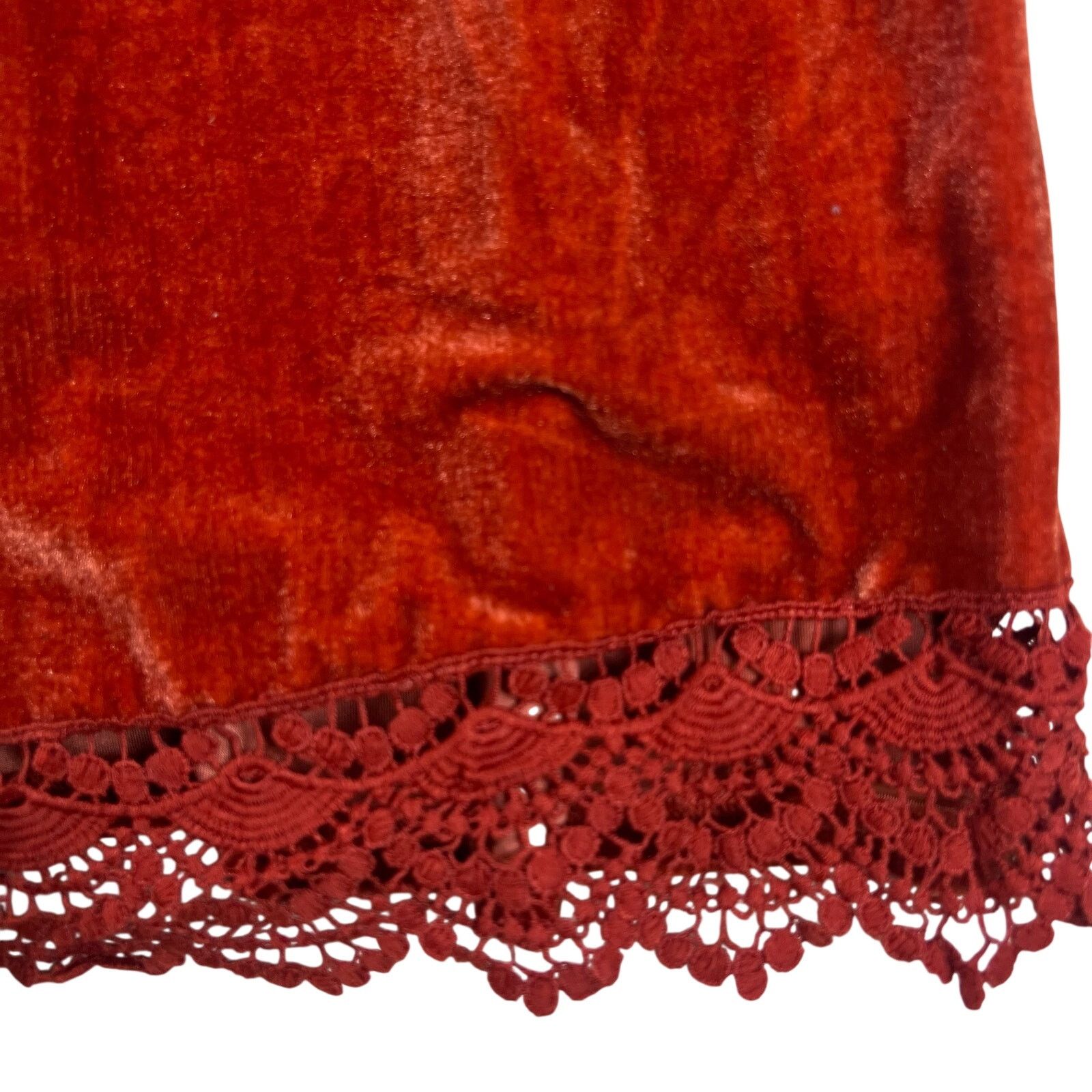 Rusty Rust Velvet Lace Mini Dress 3XL – Boho Witchy Romantic Size 3XL / US 20-22 - 6 Thumbnail