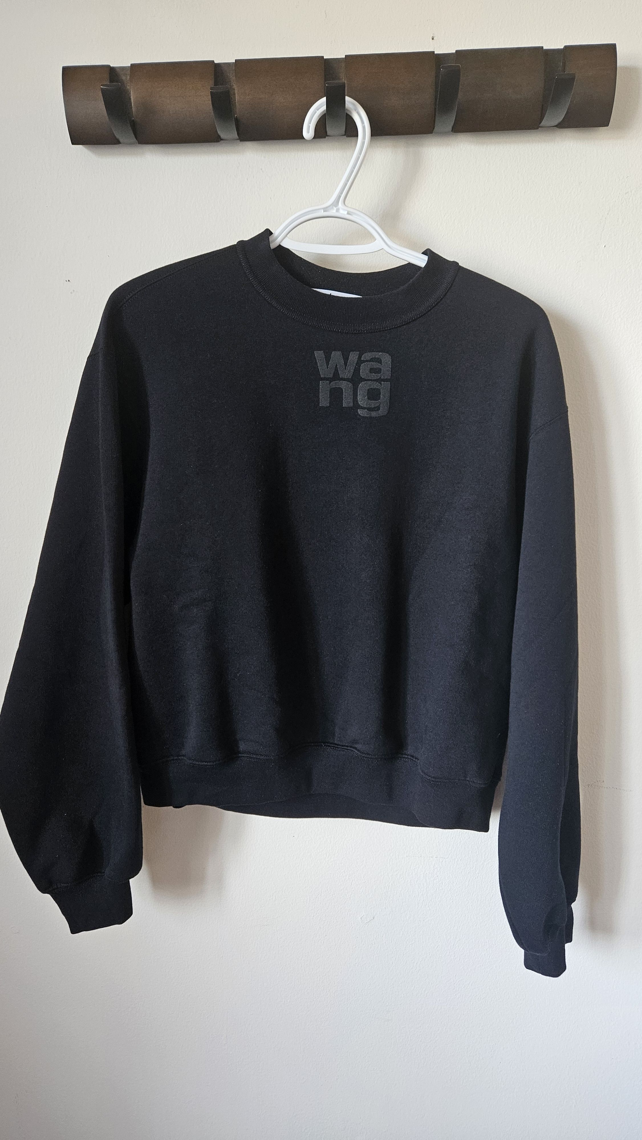 image of Alexander Wang Black Puff Logo Terry Cotton Sweatshirt, Men's (Size XS)
