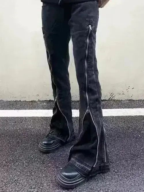 Japanese Brand Flared Zip Up Black Jeans Size US 30 / EU 46 - 1 Thumbnail
