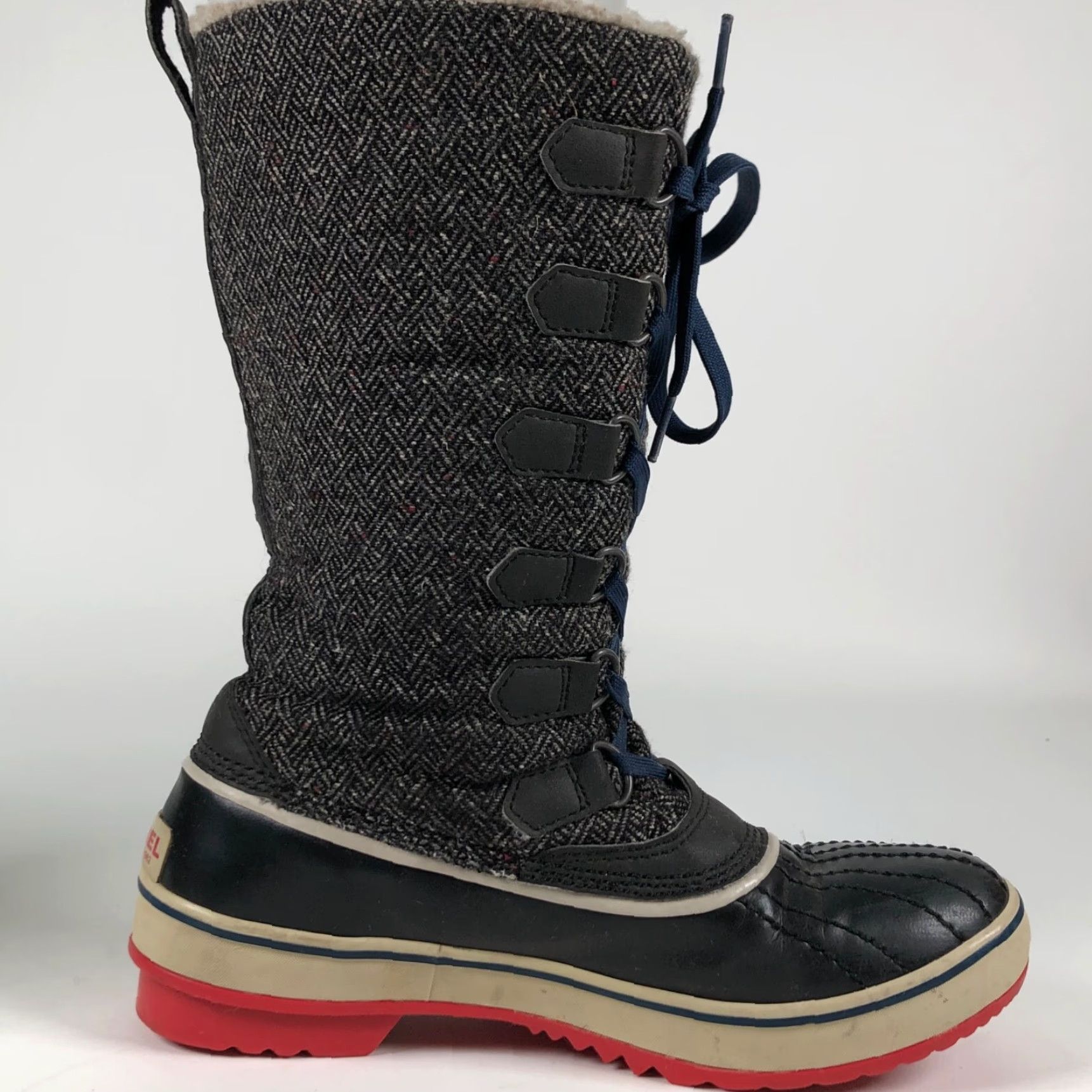 SOREL Sorel Tivoli Womens Snow Boot Gray Tweed Wool Waterproof Lace Up Mid-Calf Round Toe Fur Trim Winter Boots Women's 8 US Size US 8 / IT 38 - 7 Thumbnail