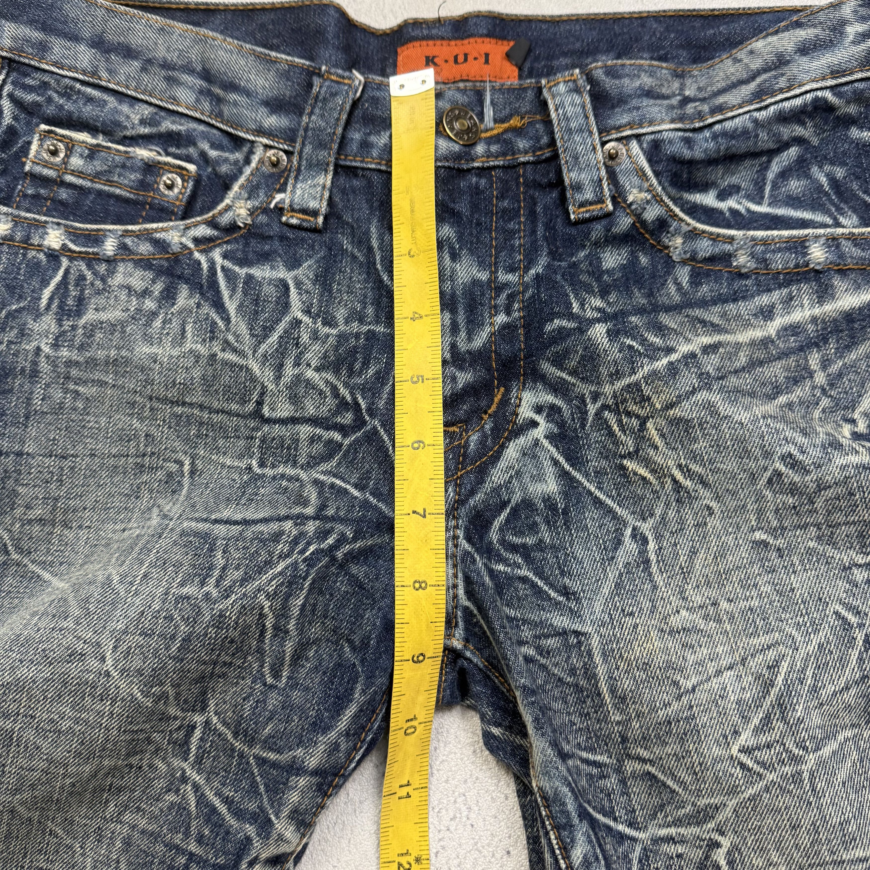 Japanese Brand KUI Distressed Whiskers Flare Jeans Size US 30 / EU 46 - 11 Thumbnail