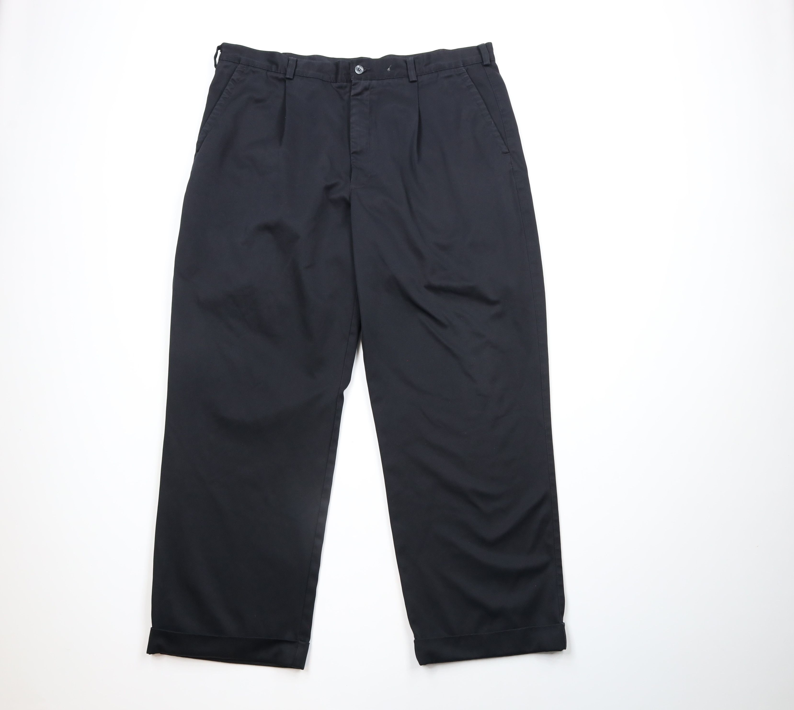 Nike Vintage Vintage Nike Golf Pleated Cuffed Wide Leg Chino Pants Black Grailed