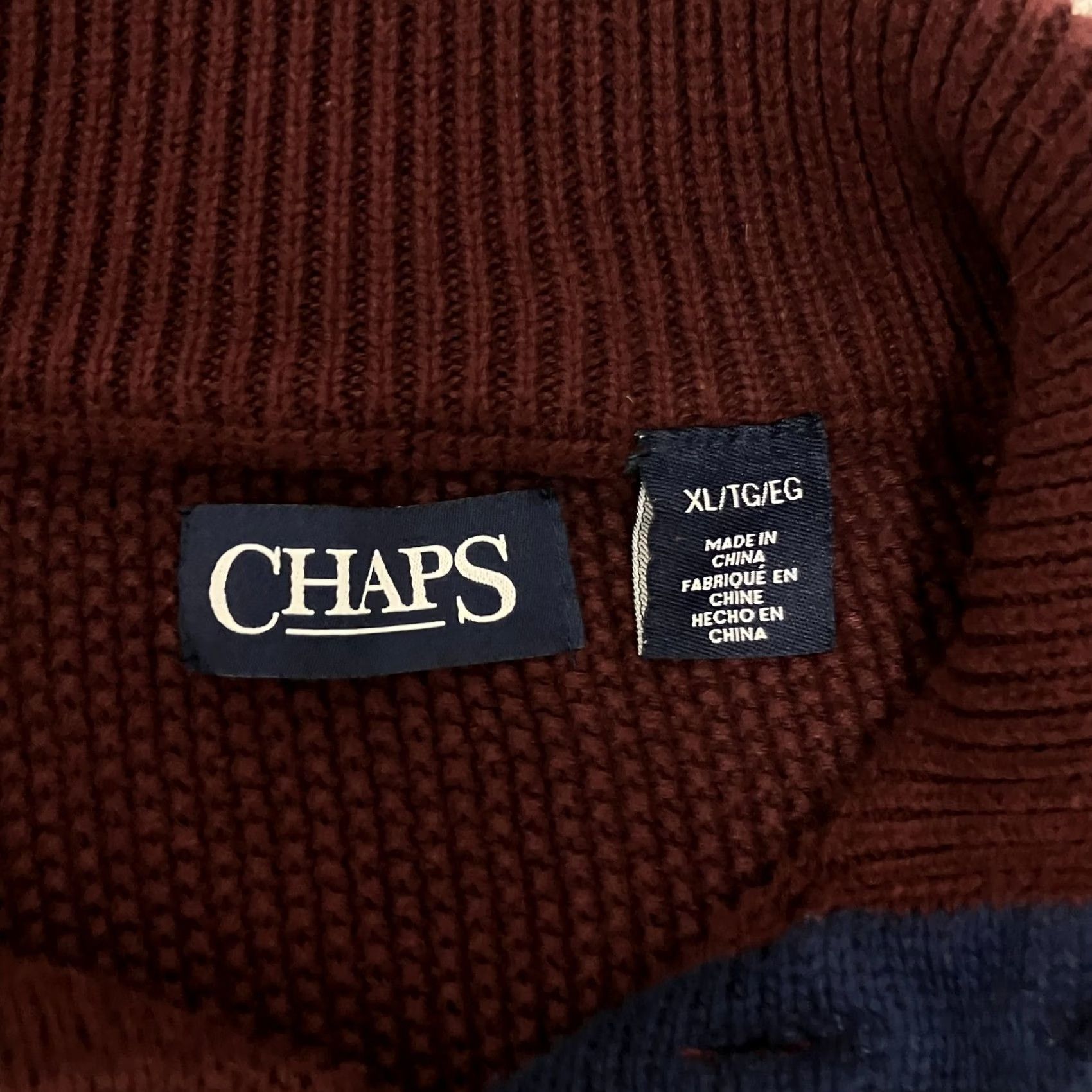 Chaps VINTAGE Chaps Jumper Mens XL Burgundy Button Neck Elbow Patches Knit Cotton Knit Pullover Shirt? Size US XL / EU 56 / 4 - 6 Thumbnail