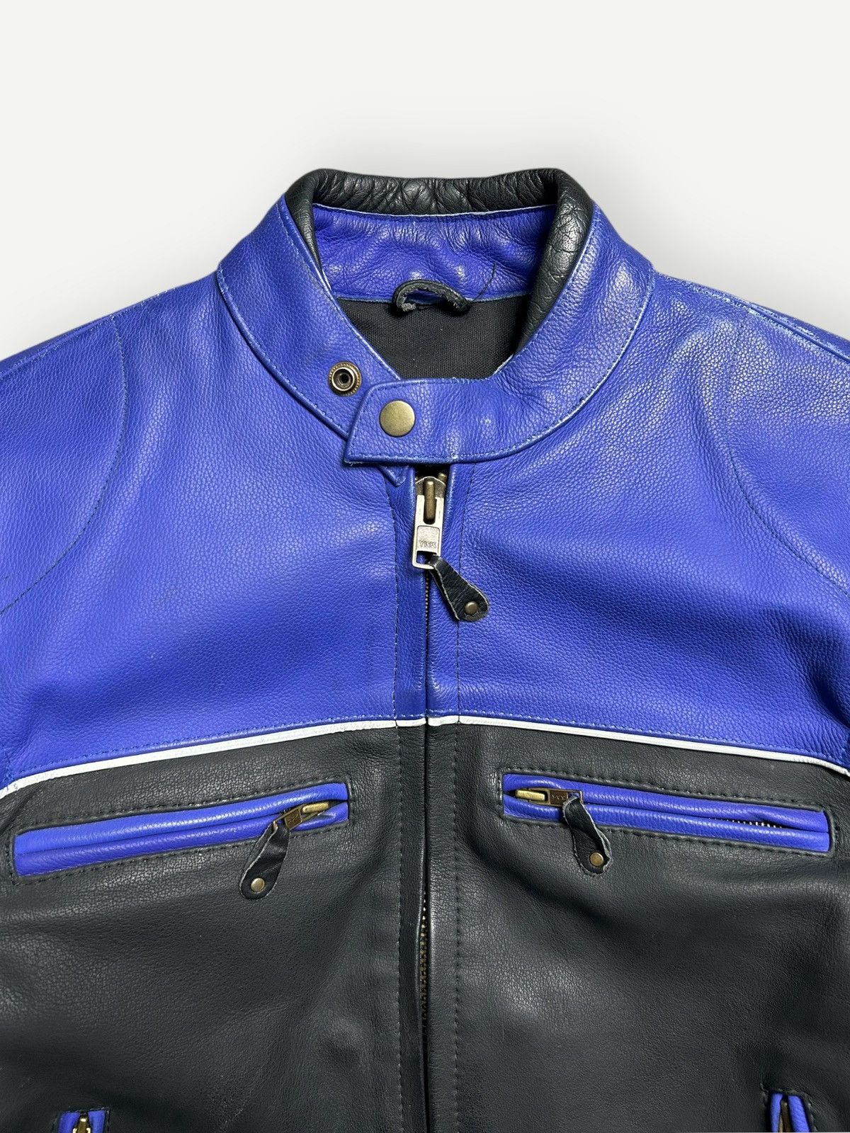 Vintage Vintage 90s Two Tone Leather Motorcycle Jacket Size US M / EU 48-50 / 2 - 2 Thumbnail