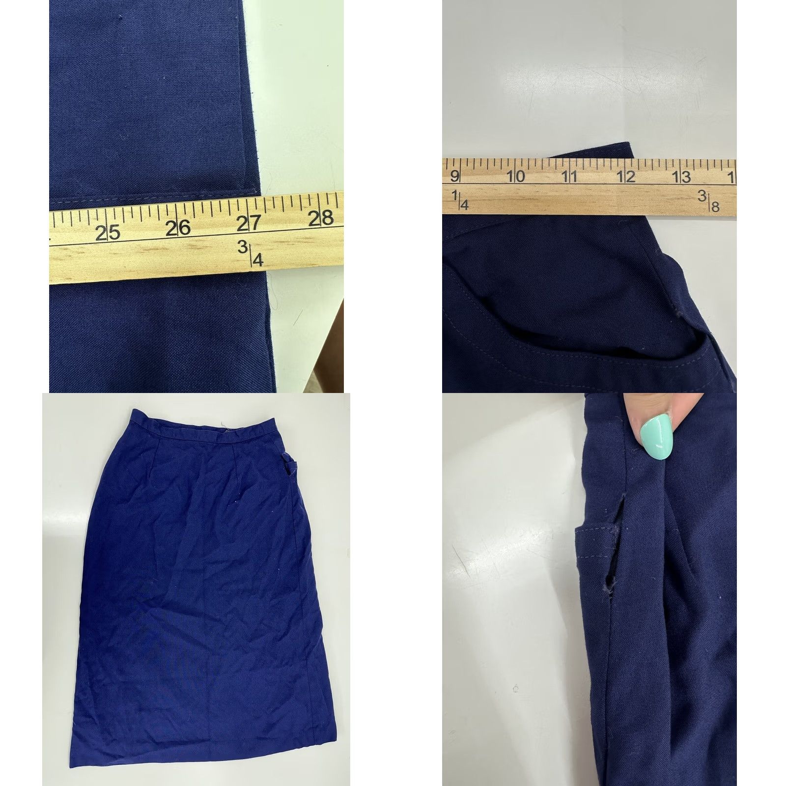 Vintage VINTAGE Sir for Her Navy Blue Lined Skirt Size 7 Knee Length A-Line Pocketed Womens 90s Bohemian Size 28" / US 6 / IT 42 - 8 Thumbnail