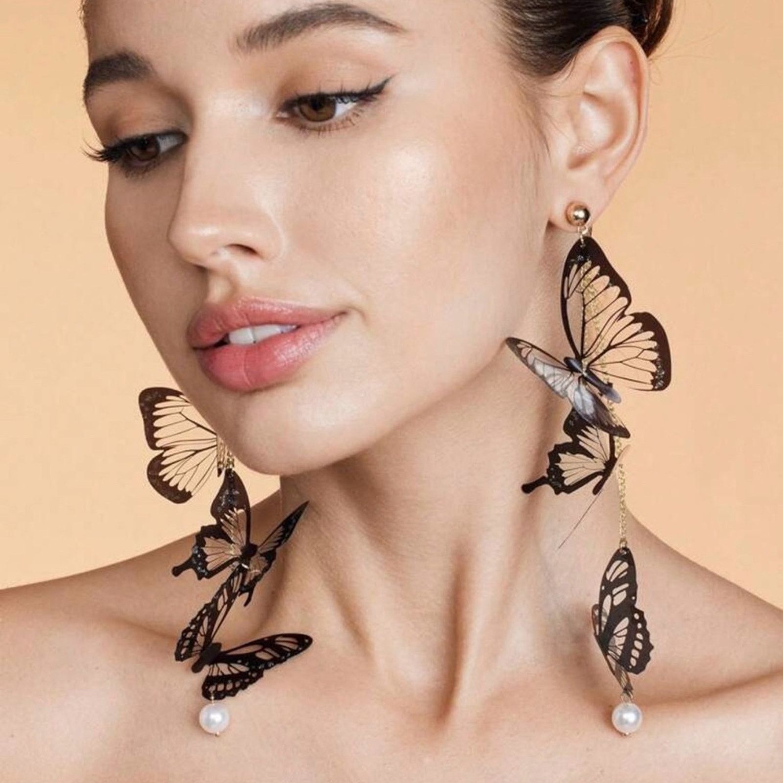 Other Acrylic Tassel Butterfly Long Drop Earrings Size ONE SIZE - 1 Thumbnail