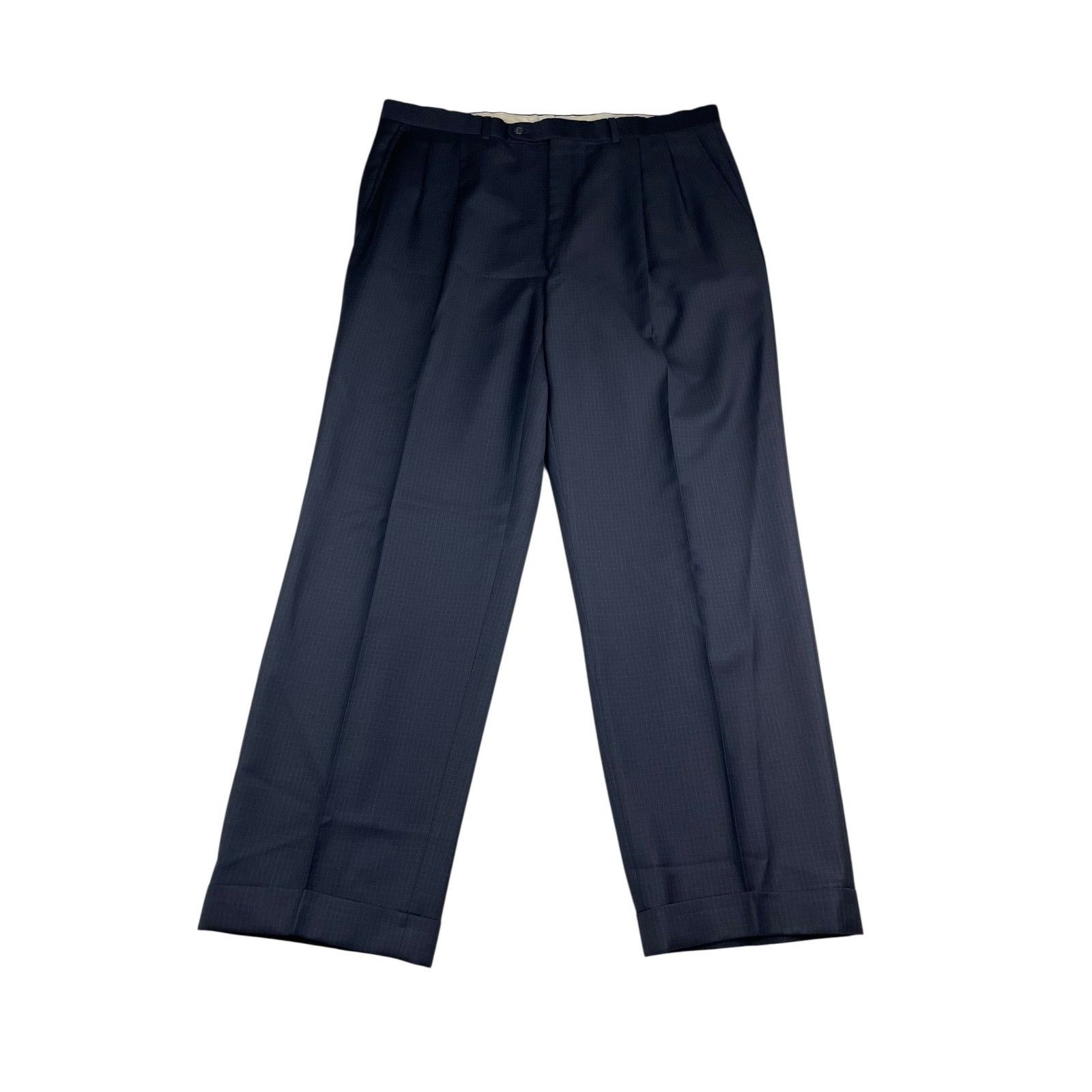 Jack Victor Jack Victor Men’s 100% Wool 3-Button Suit Navy Blue Check • Size 42L - 14 Thumbnail