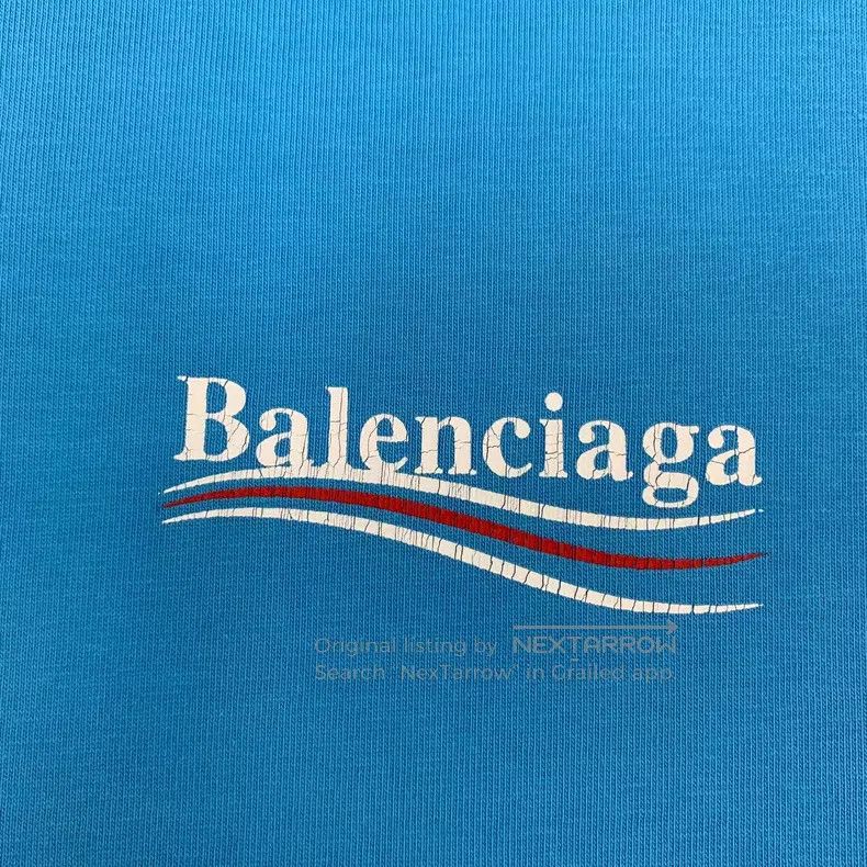 Balenciaga Balenciaga Blue Logo Letter Printed Cotton Round Neck Shor Size US M / EU 48-50 / 2 - 5 Thumbnail