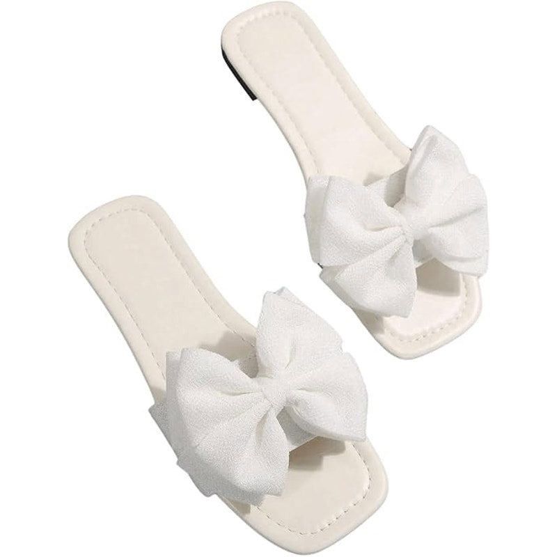 Other Verdusa Women's Size 12 White Fabric Bow Open Toe Sandals Size ONE SIZE - 3 Thumbnail