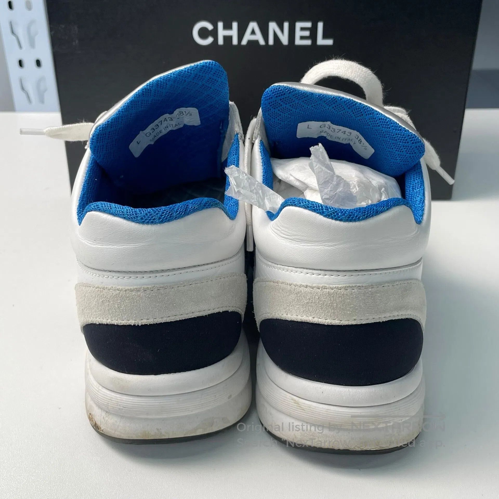Chanel Chanel White and Blue Color Block Suede Sports Casual Shoe Size US 6.5 / EU 39-40 - 8 Thumbnail