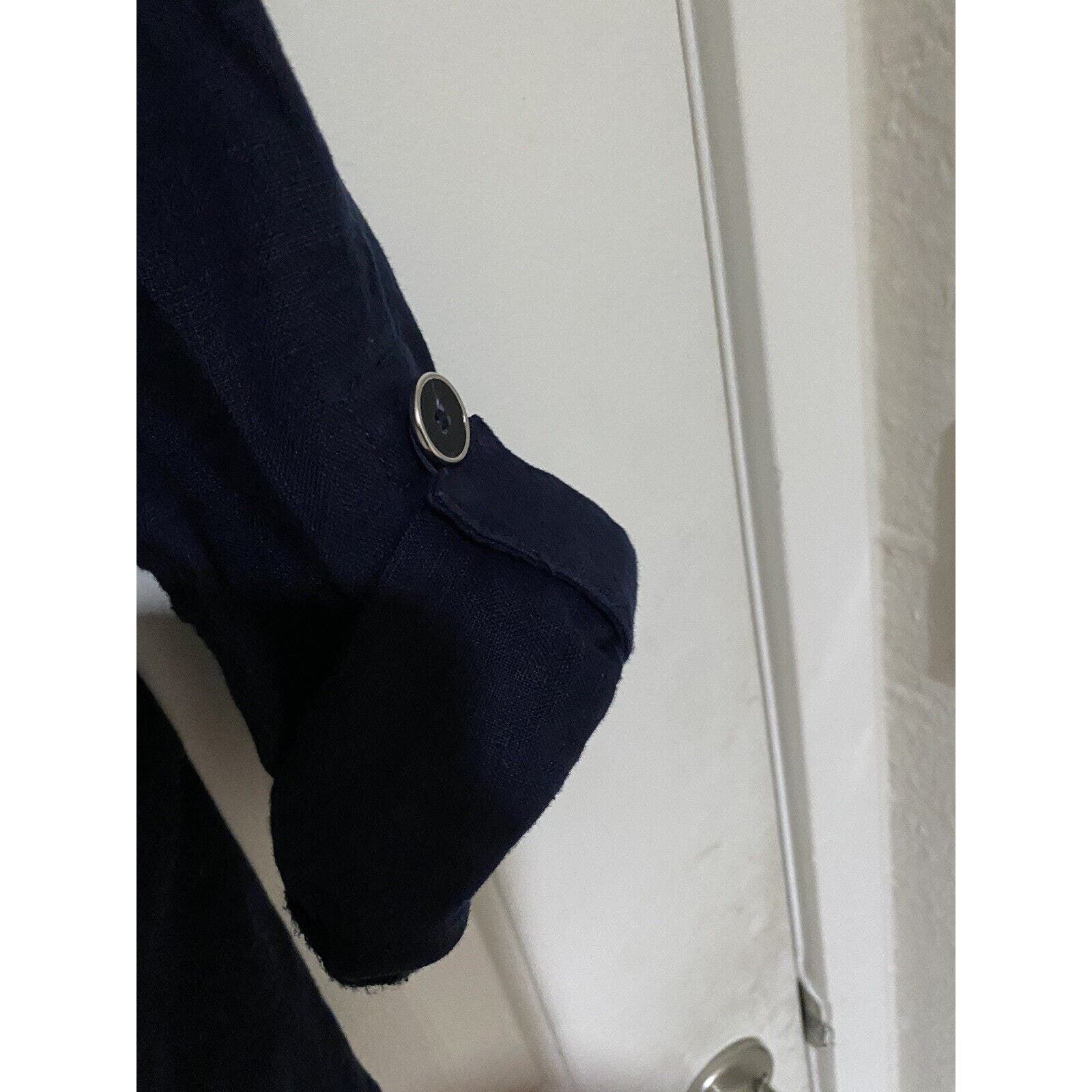 Inc INC Concepts Jacket Women Sz Med Button Up Coat Blue Linen Size M / US 6-8 / IT 42-44 - 4 Thumbnail