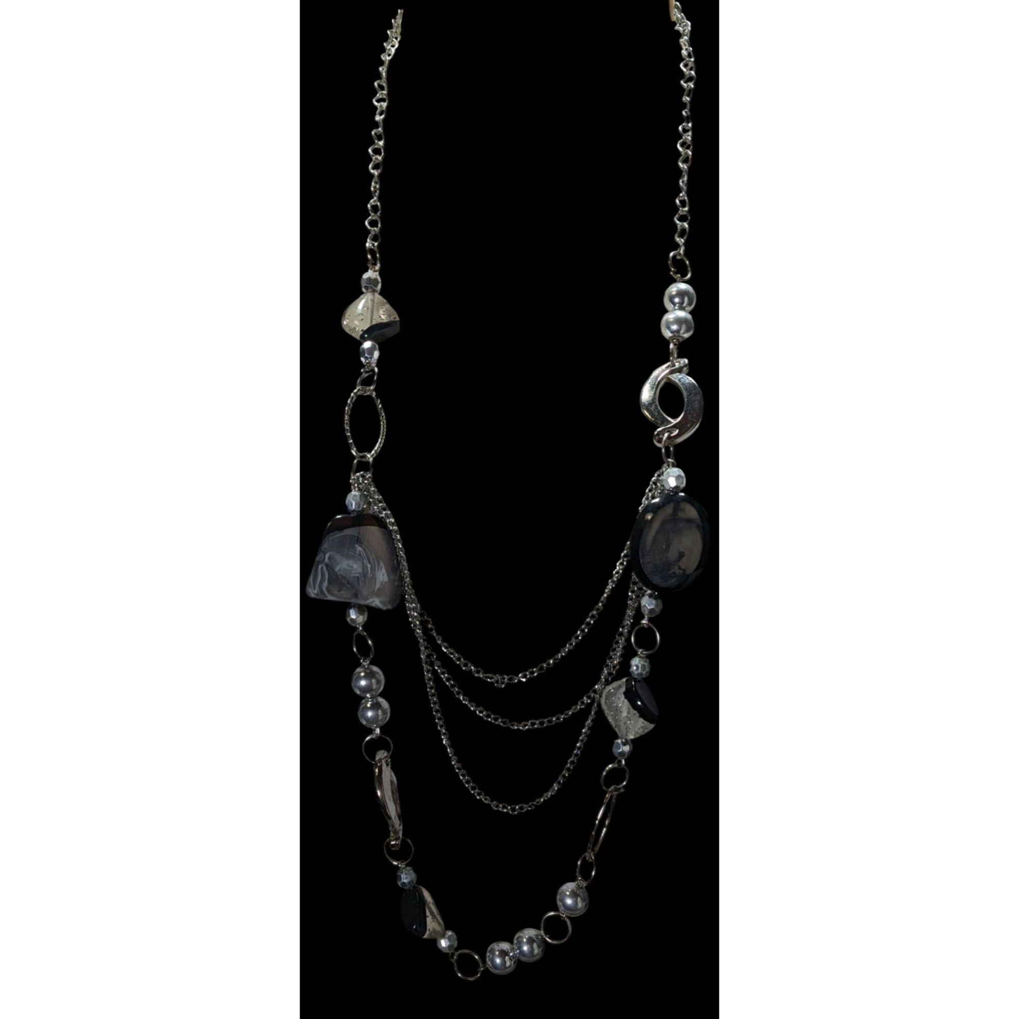 Other Y2K Glam Layered Station Necklace With Metal And Acrylic Bea Size ONE SIZE - 4 Thumbnail