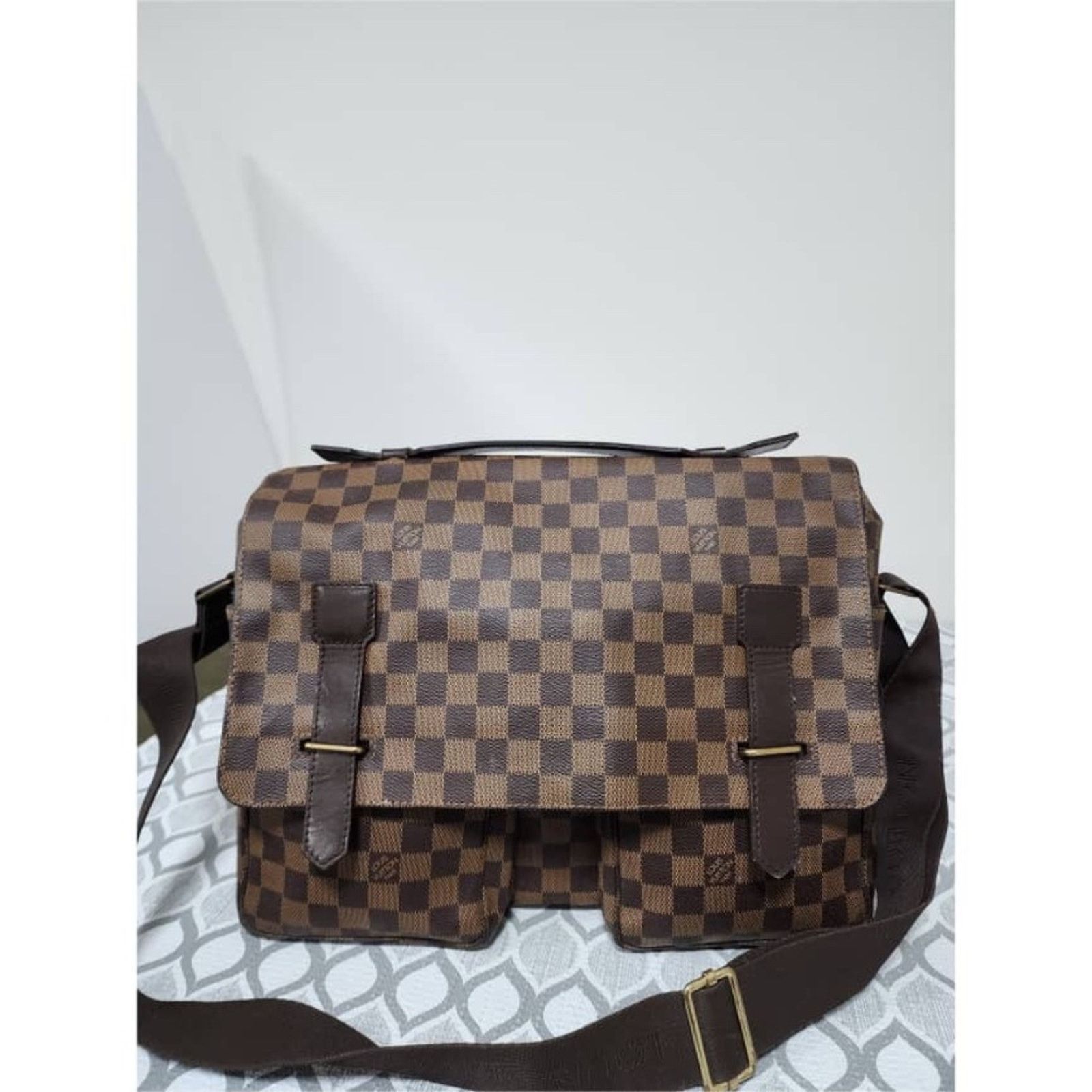 Louis Vuitton Auth LOUIS VUITTON Damier Ebene Broadway Messenger Bag Brown Size ONE SIZE - 4 Thumbnail