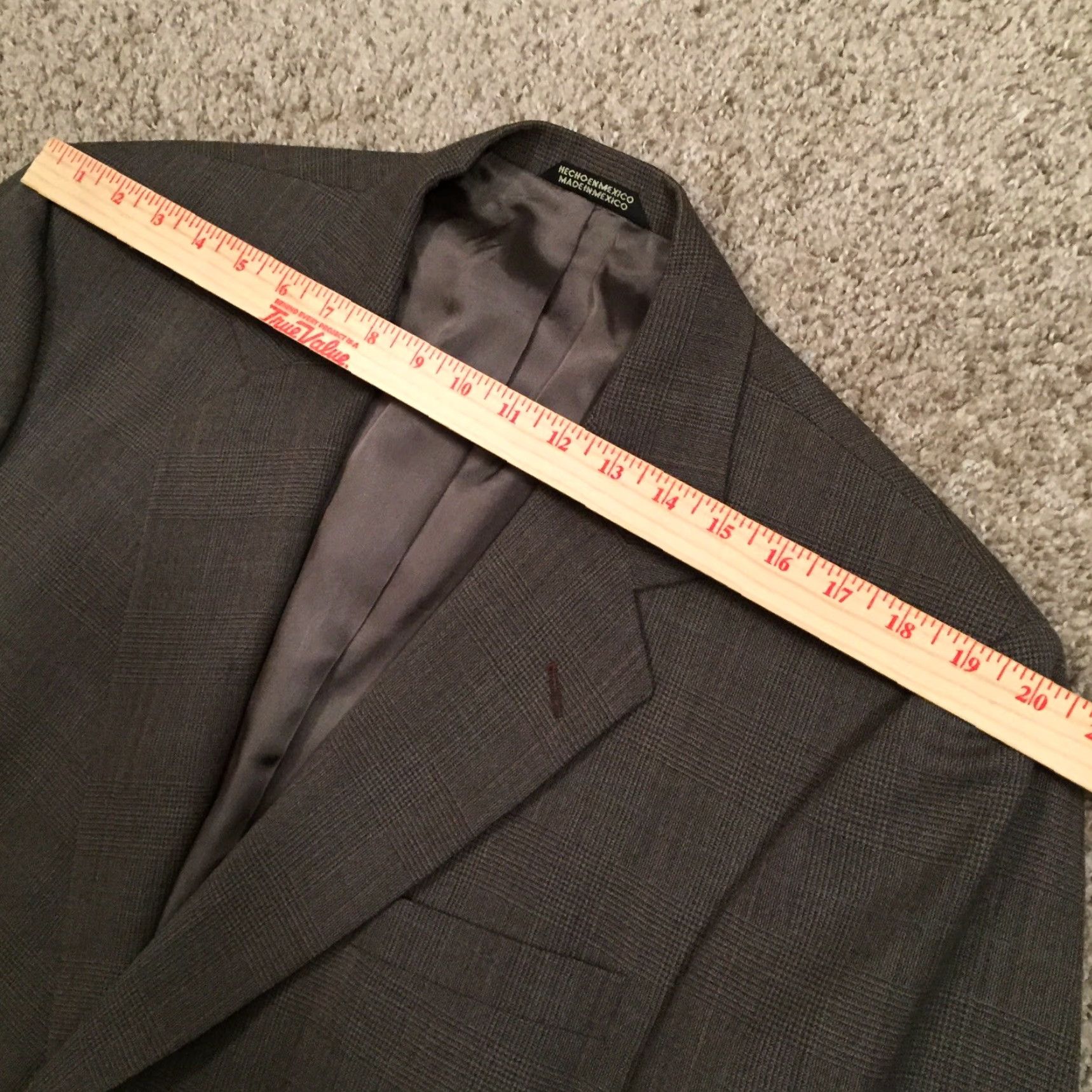 Stafford Stafford Blazer Mens Size 44 Gray Plaid Two Button Single Vented Worsted Wool Jacket Coat Men Notch Lapel 2 Piece Regular Built In 44 Chest Size 44R - 2 Thumbnail