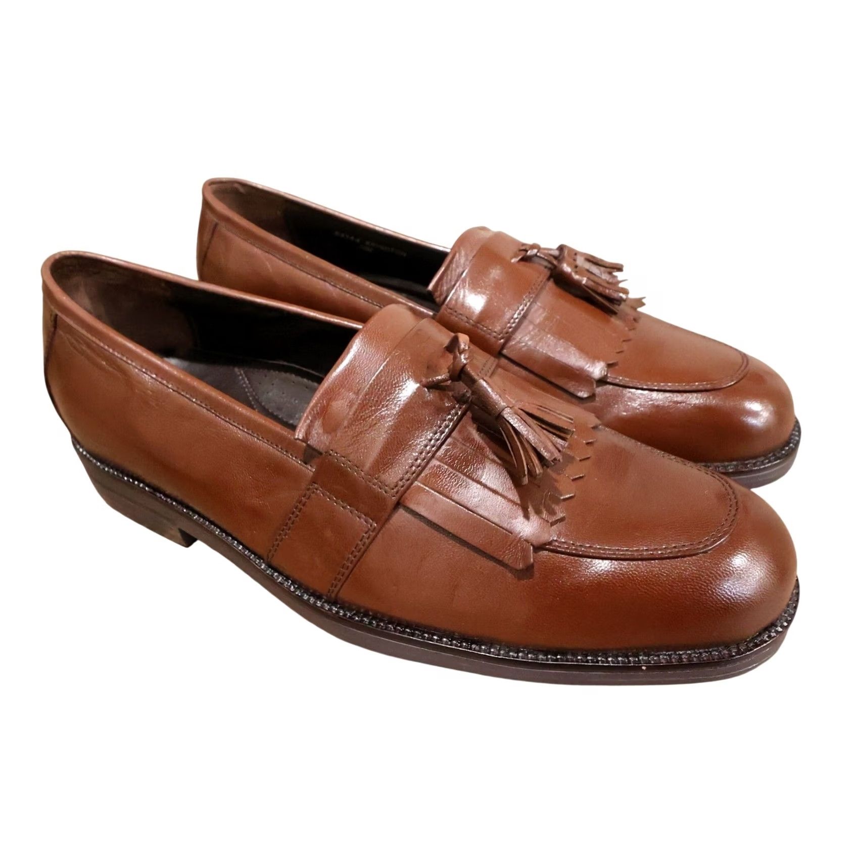 Vintage French Shriner Mens 13 Loafers Leather Tan Brighton Kiltie Tassel Slip On Dress Size US 13 / EU 46 - 2 Thumbnail