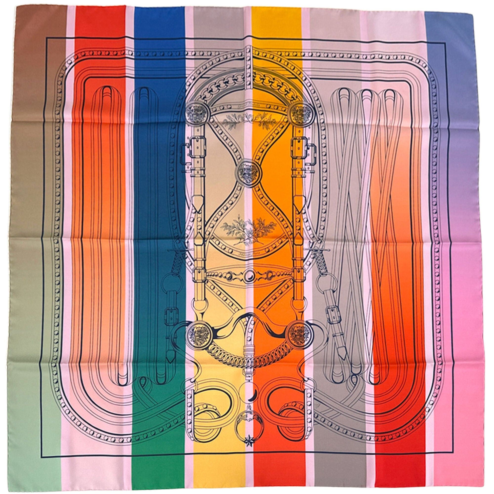 Hermes Hermes scarf muffler Carre Double Face 90 Grand Tralala Women's brand silk vermilion blue multicolor pink rainbow reversible Size ONE SIZE - 1 Thumbnail