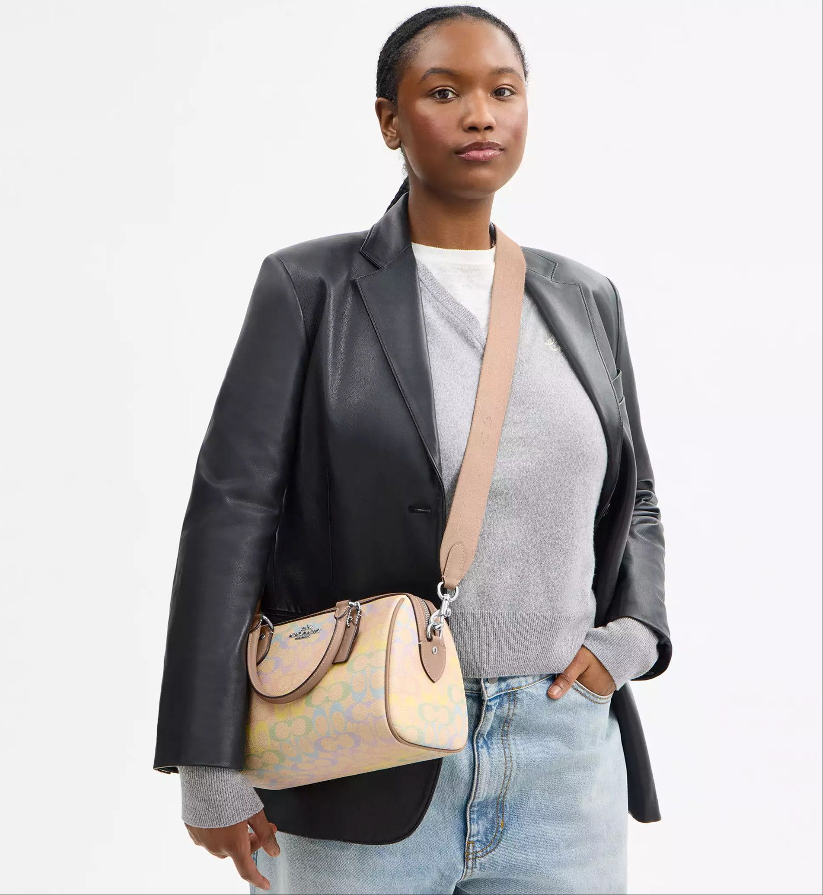 Coach Rowan Satchel Bag In Rainbow Signature Canvas CDA90 Size ONE SIZE - 11 Thumbnail