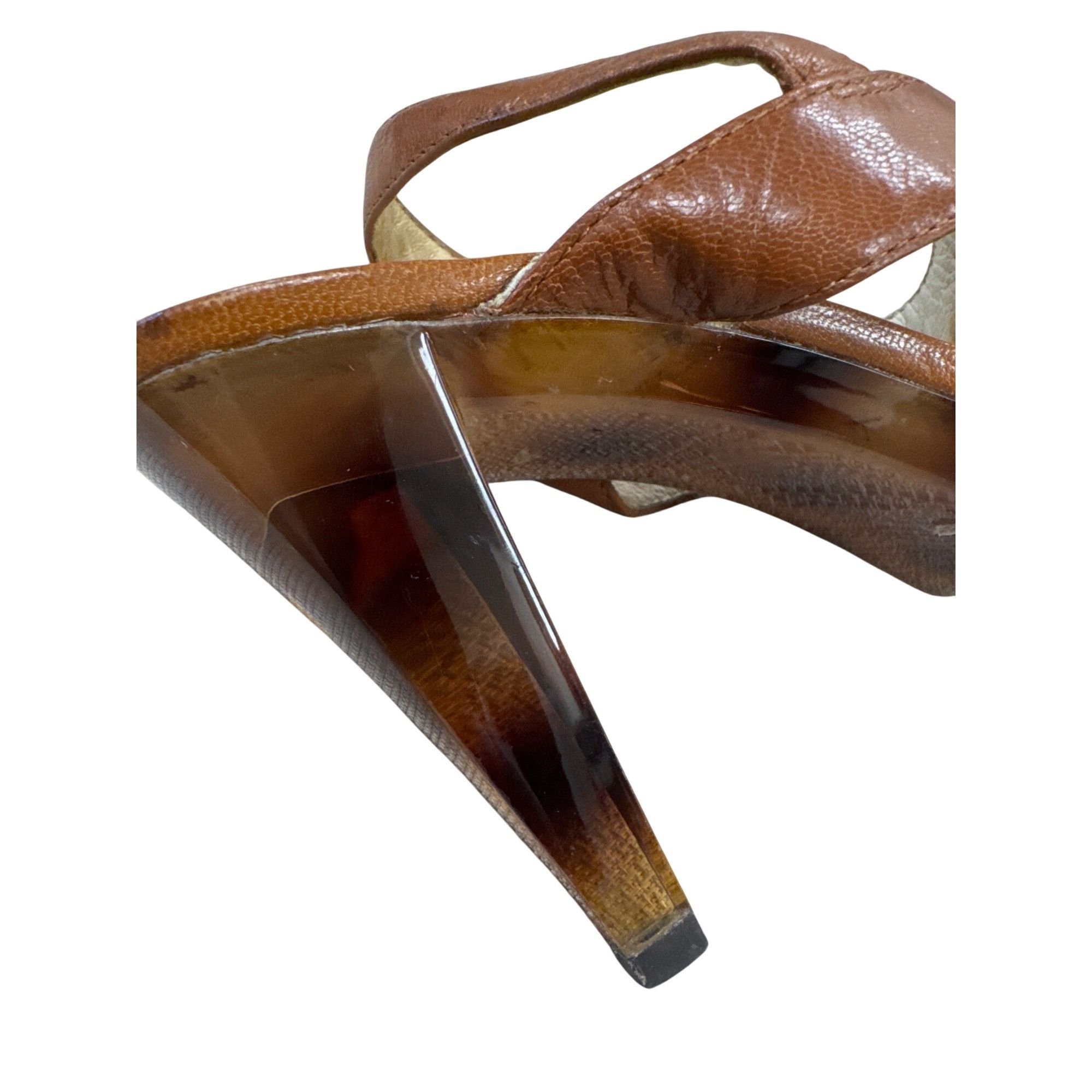Michael Kors Michael Kors Womens Brown Leather Open Toe 4" Heels 8.5M SKU Size US 8.5 / IT 38.5 - 7 Thumbnail