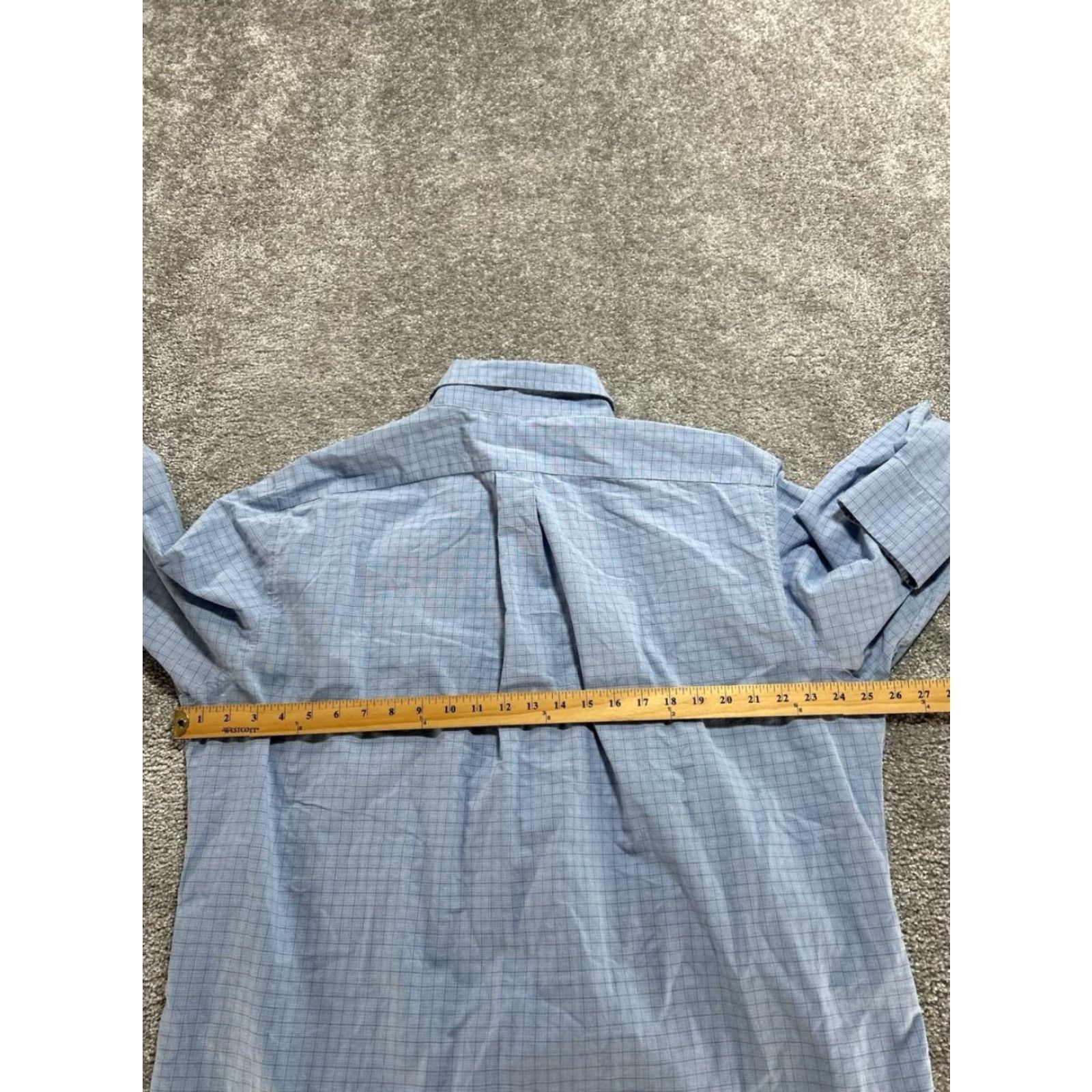 Ralph Lauren Lauren Ralph Lauren Non Iron Dress Shirt Men 17.5 Blue Cotton Classic Fit Office Size 46R - 4 Thumbnail