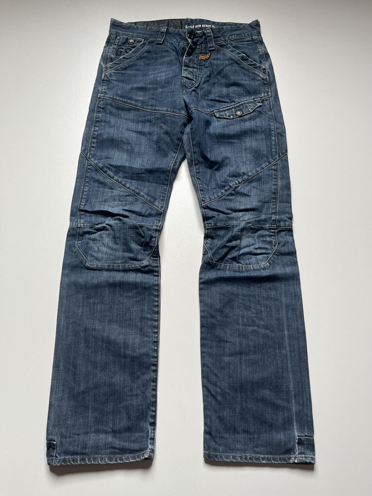 G-Star × Pharrell Vintage g star raw denim cinch back jeans low rise flared Size US 31 - 1 Thumbnail