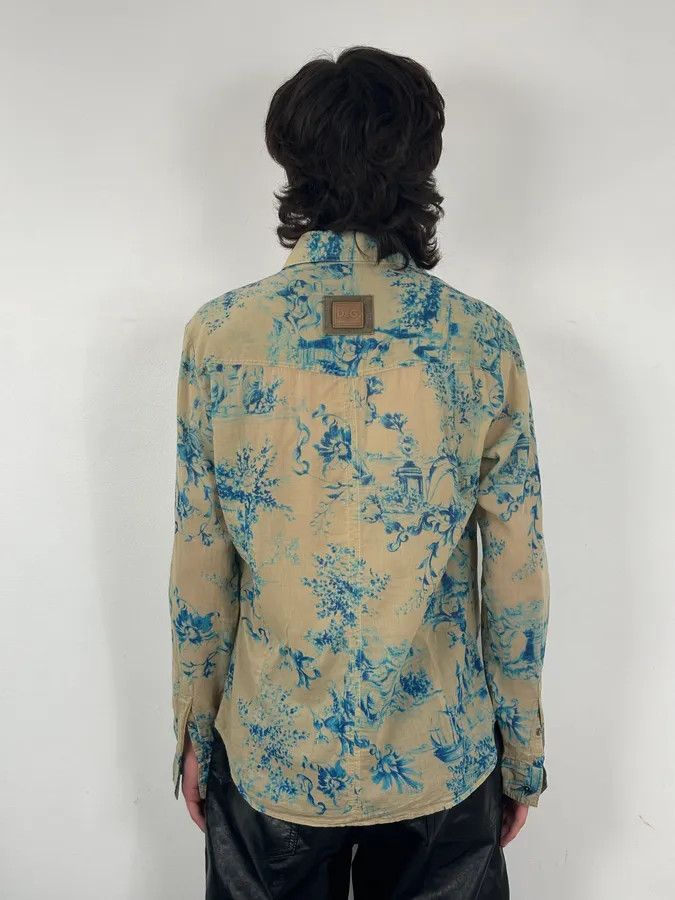 Dolce & Gabbana SS2004 Dolce & Gabbana Beige & Blue Floral Shirt Size US M / EU 48-50 / 2 - 3 Thumbnail