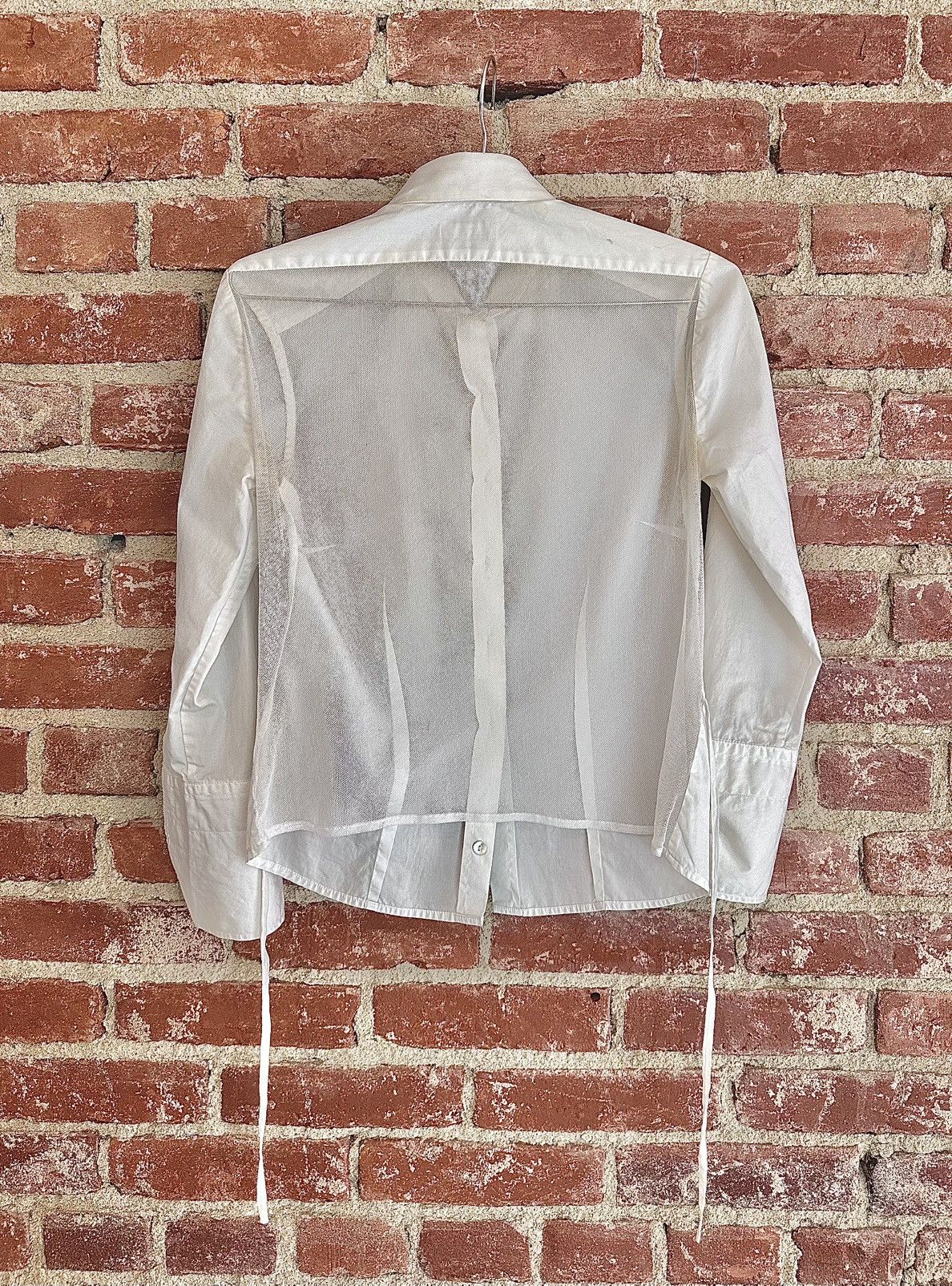 Dries Van Noten Vintage Dries Mesh Back Collared Dress Shirt Size S / US 4 / IT 40 - 2 Thumbnail