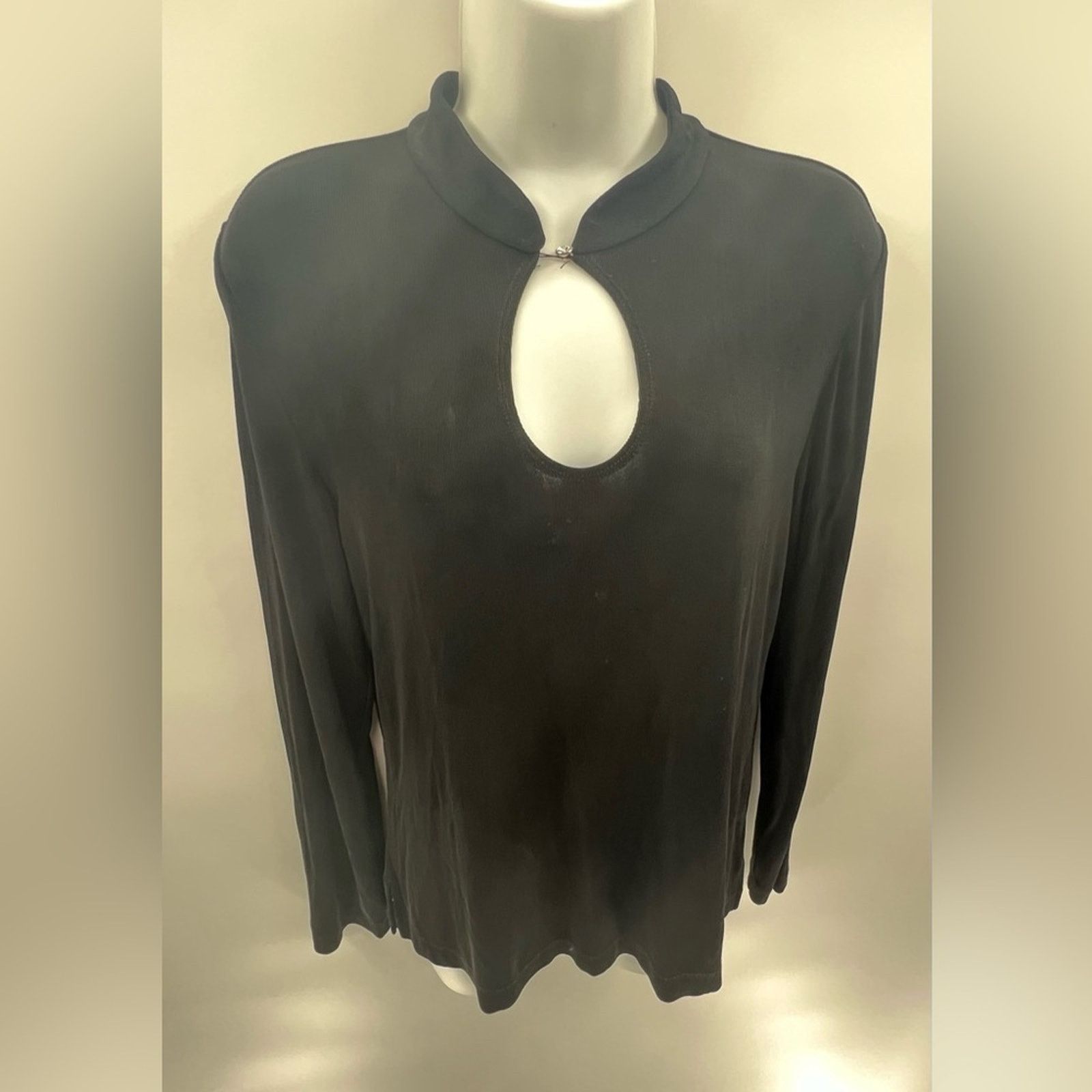 Chicos Chico's Travelers Shirt Top Blouse Slinky Knit Black Size M / US 6-8 / IT 42-44 - 3 Thumbnail
