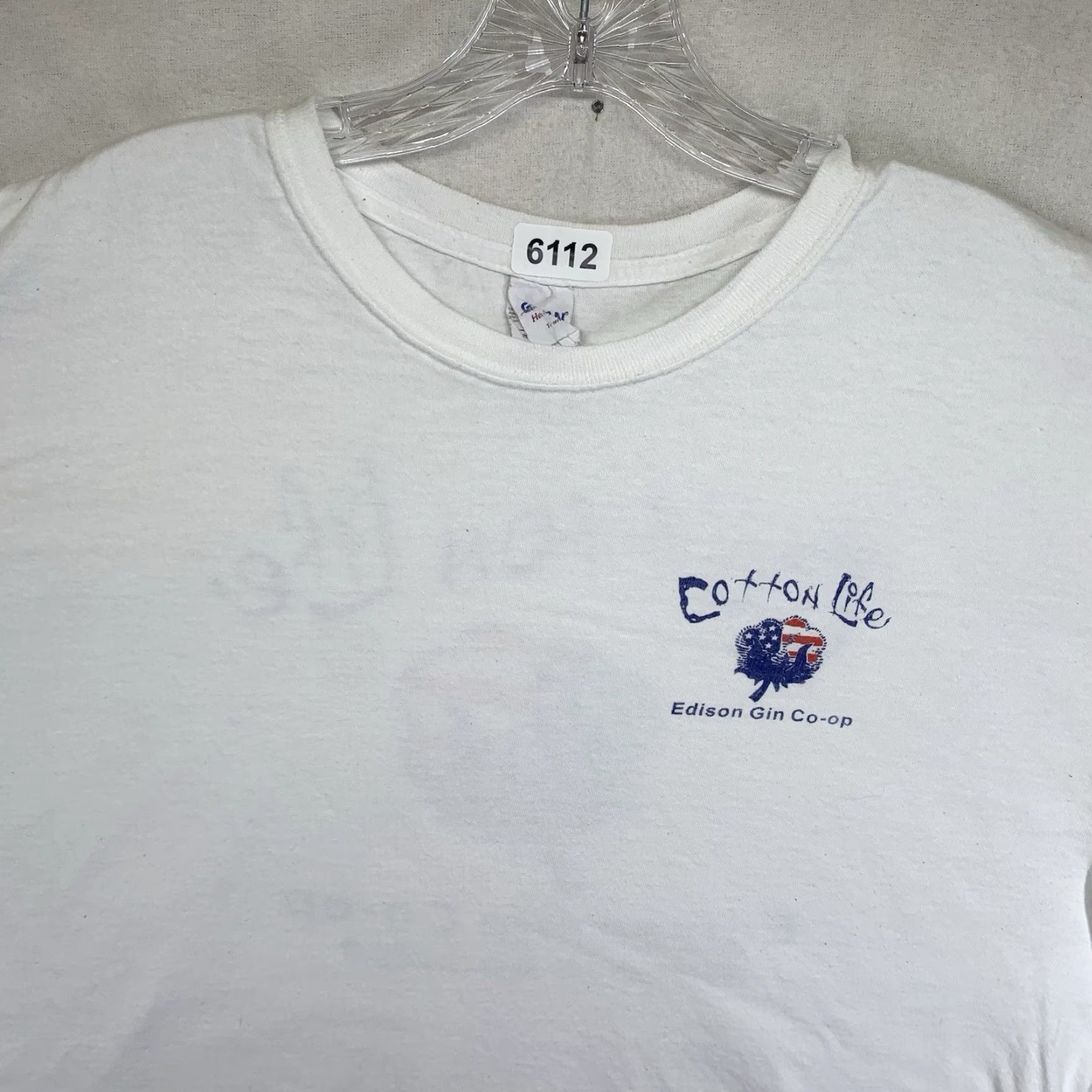 Gildan VINTAGE Gildan Cotton T-Shirt Men XL White 90s Farm Worker Logo Graphic Print Unisex All Seasons Size US XL / EU 56 / 4 - 6 Thumbnail