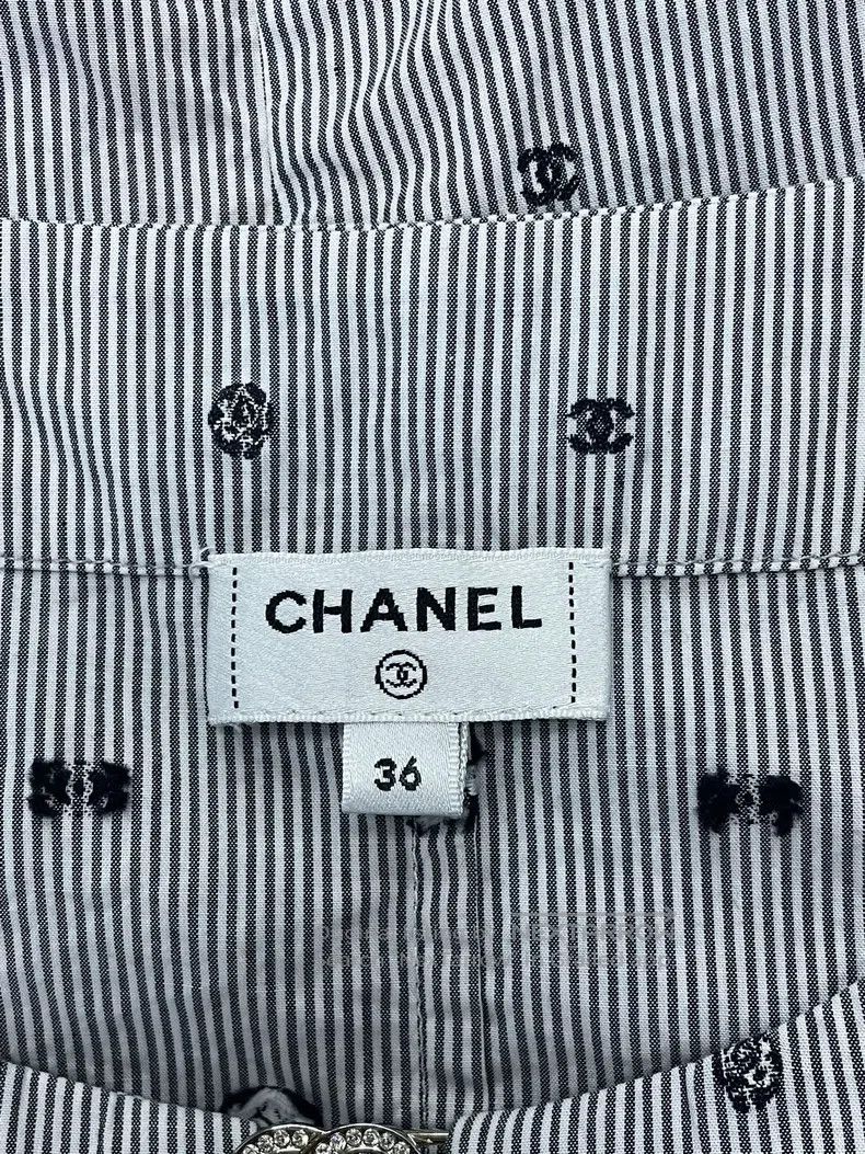 Chanel Chanel Black and white colour block striped embroidered lo Size XS / US 0-2 / IT 36-38 - 4 Thumbnail